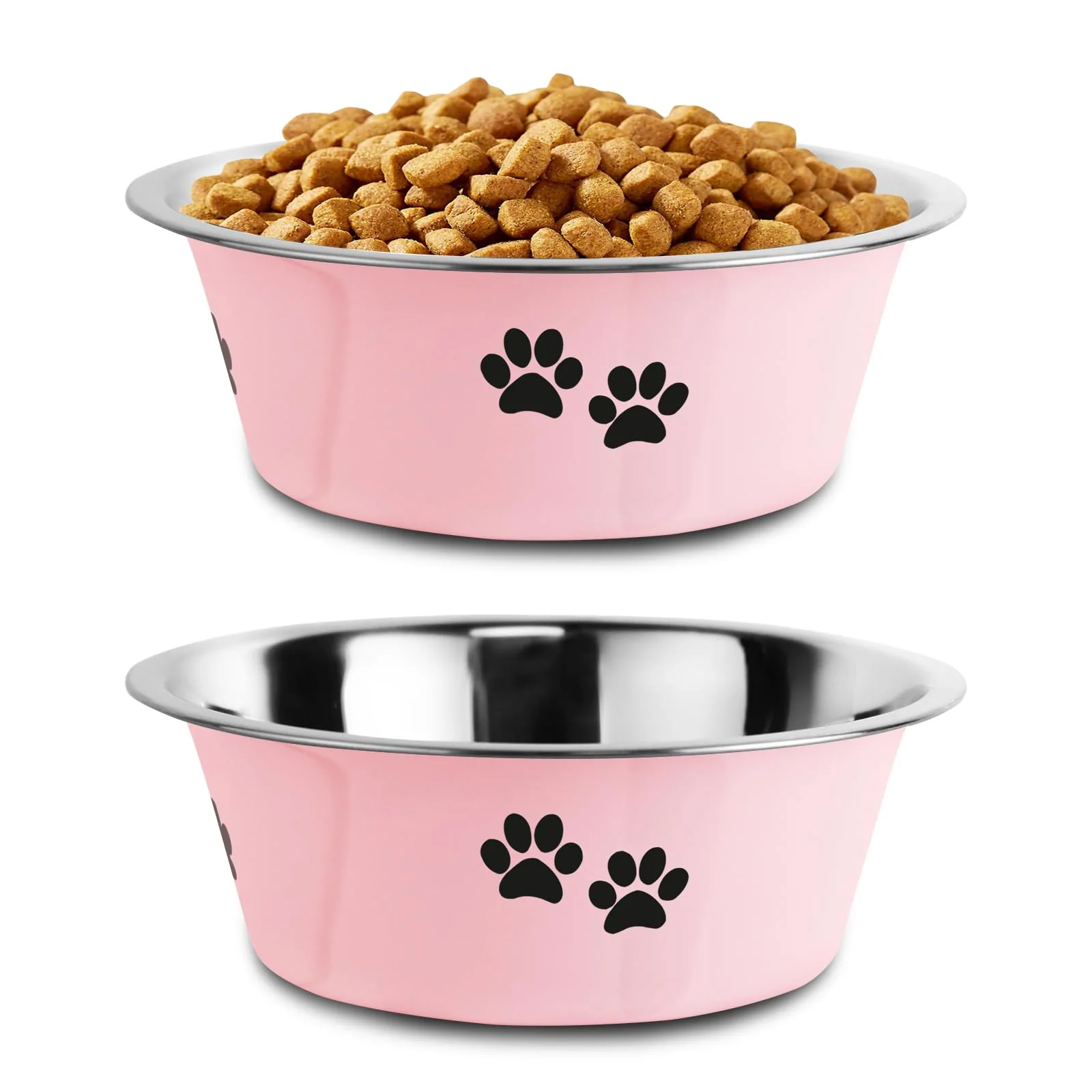 Soft SOUXU Stainless Steel Dog Bowls – Nonslip No-Spill 29 oz Pink for Small to Medium Dogs User-Friendly