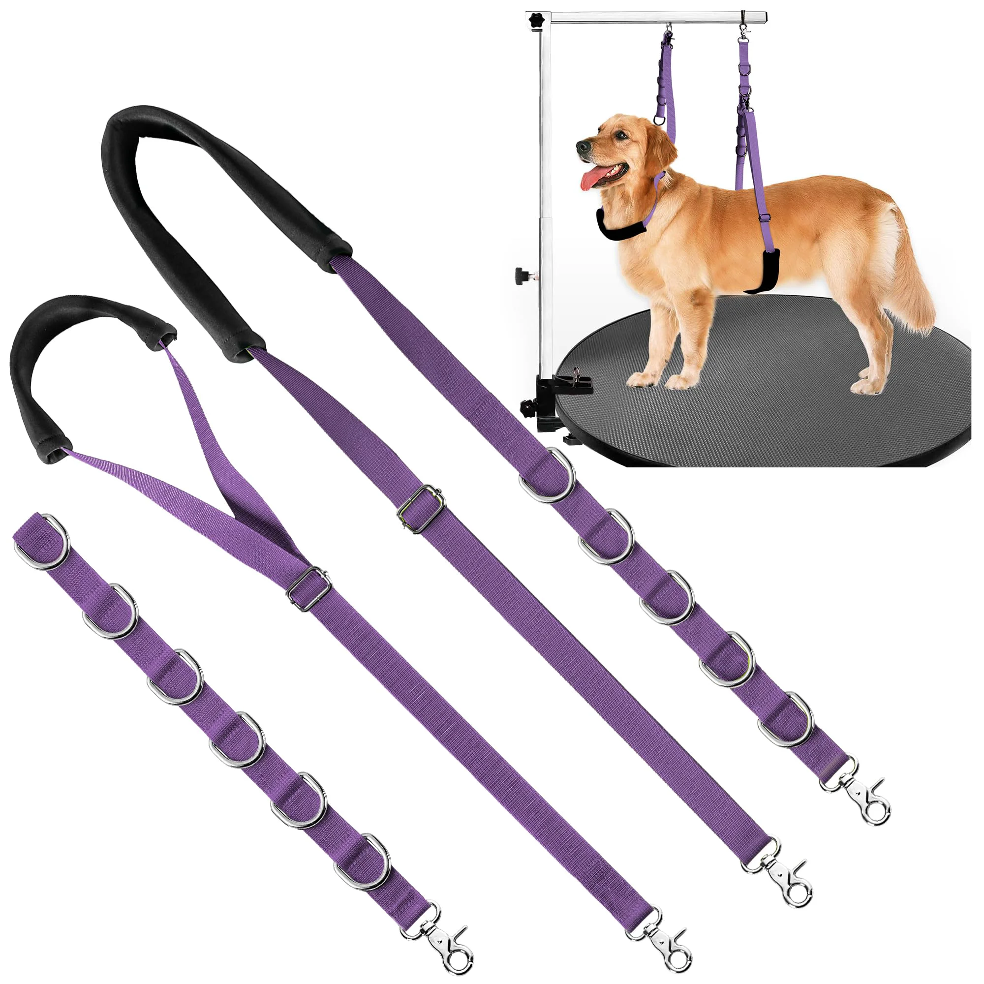 Relaxed Uni PNR Dog Grooming Belly Strap – Adjustable Table Arm Extender Bathing Restraint Purple Elite