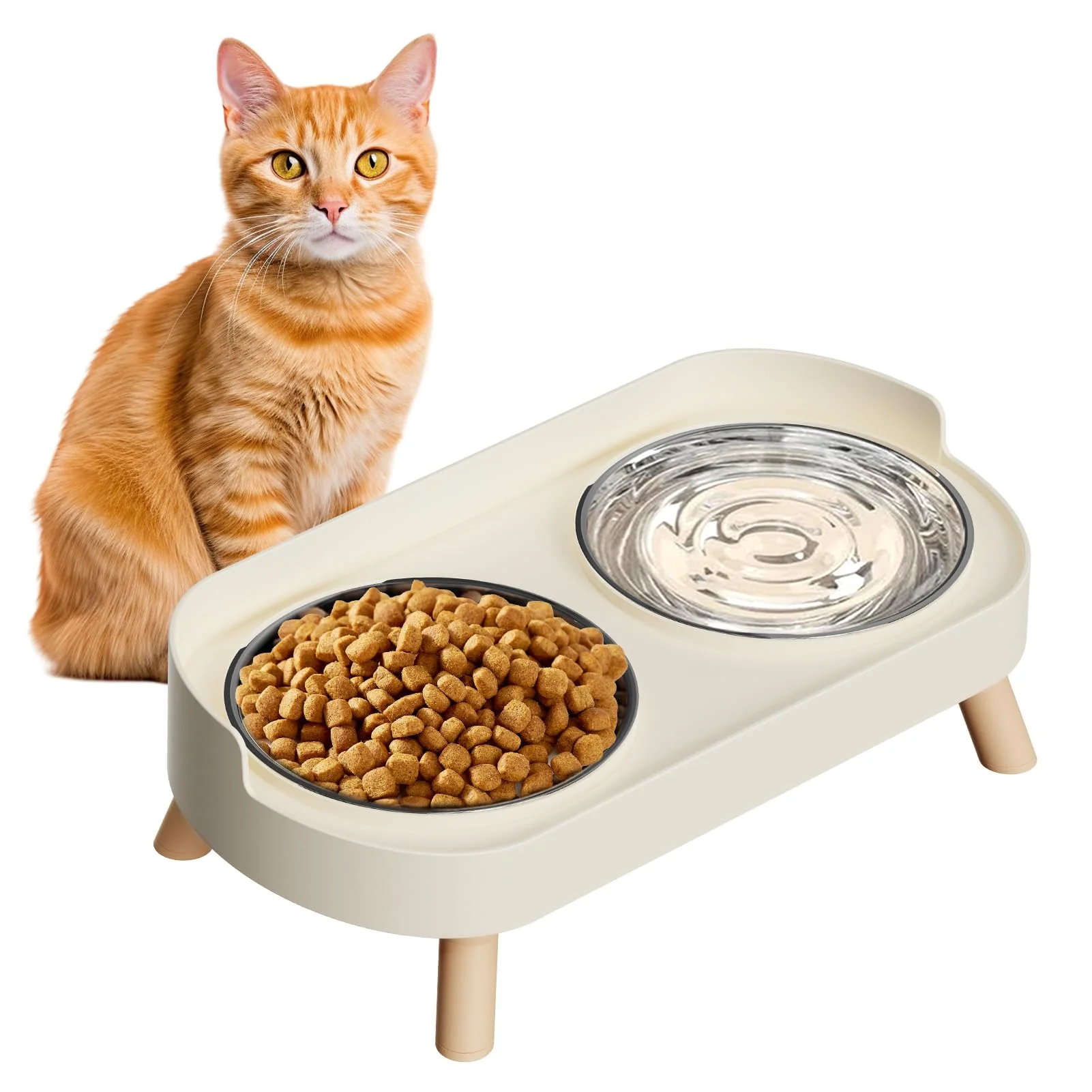 Artisan HIAIEVIY d Cat Bowl Set – Raised Whisker-Friendly Splash-Proof Dishwasher Safe Effective