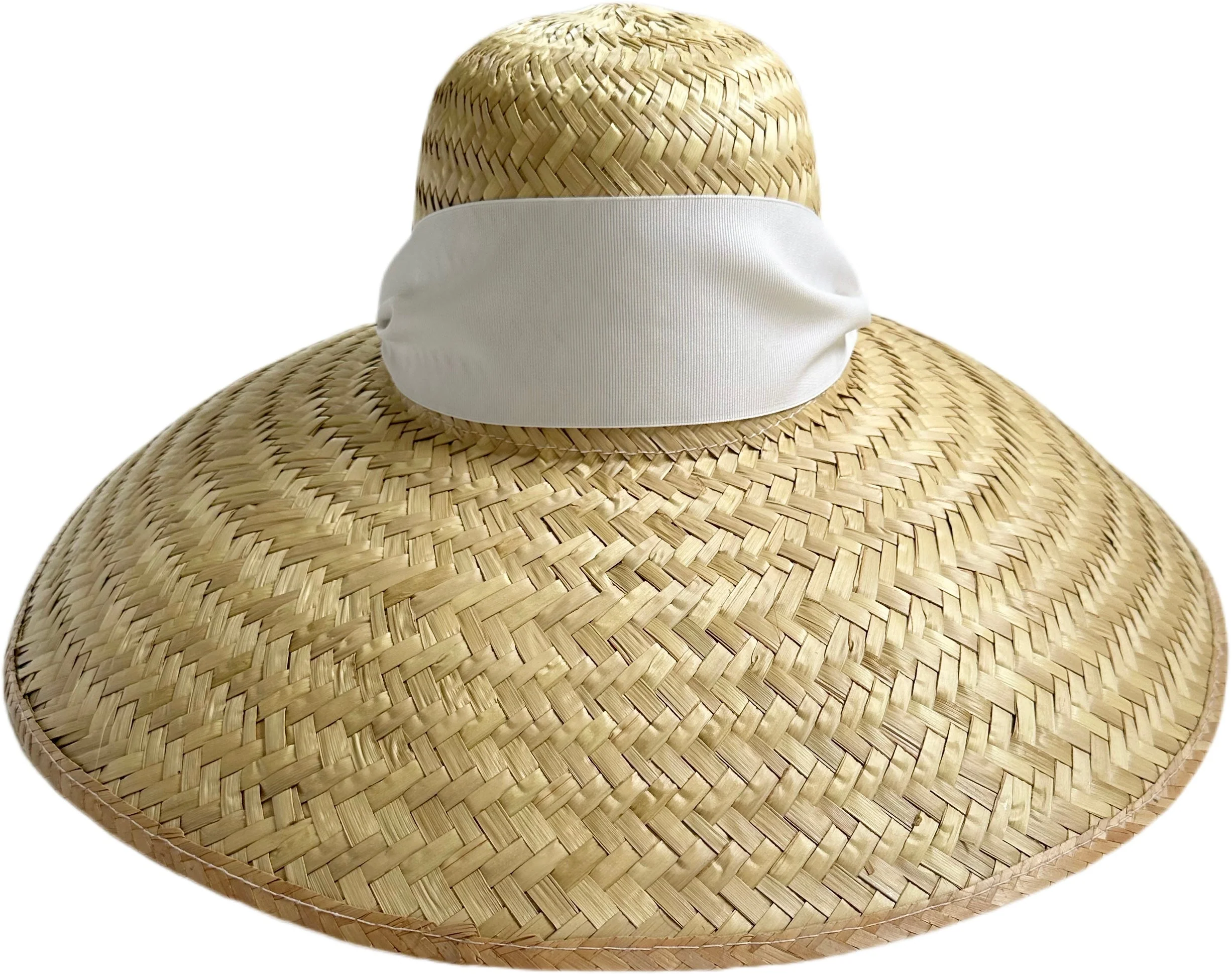 Exclusive Sombrero de sol de geranio – Ancho y corto con cinta de grogrén blanca Breathable