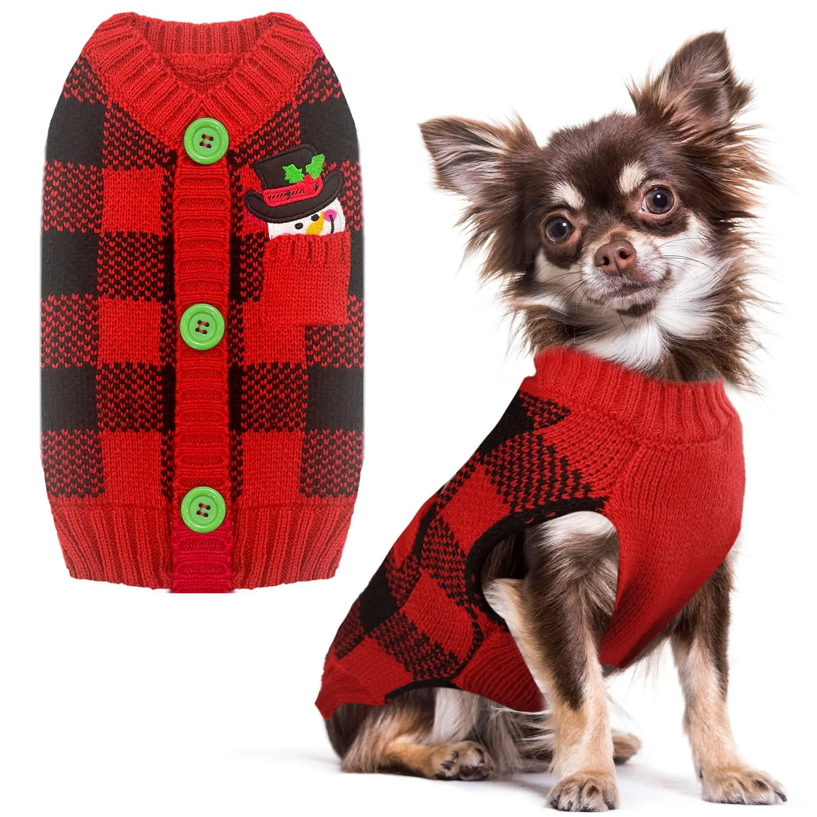 Modern PETCARE Dog Christmas Sweater V-Neck — Warm Knit Holiday Outfit for Dogs Cats Top-Quality