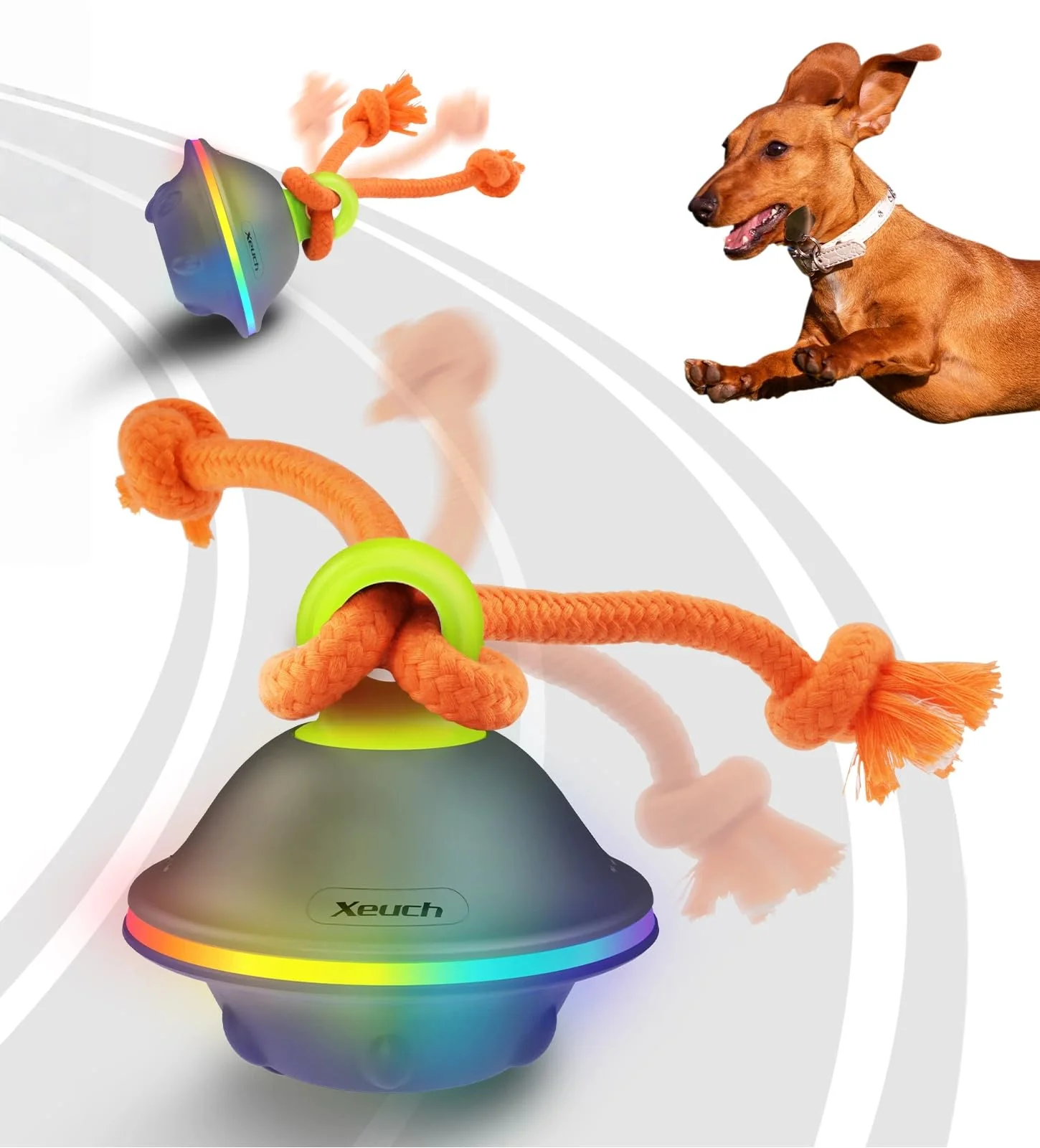 Advanced Xeuch Interactive Dog Toy LED Rolling Ball with Rope Trusted