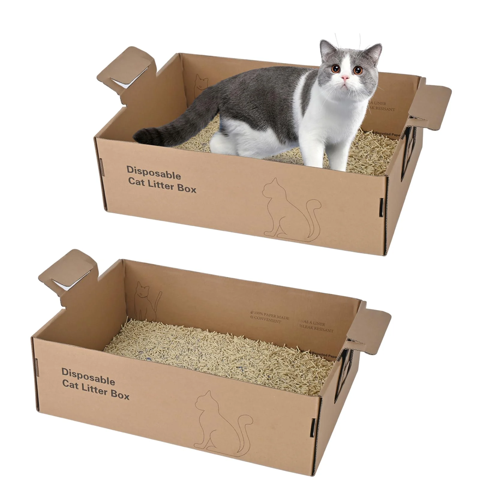 Top-Quality Homegroove 2 Pack Disposable Litter Boxes for Cats — Large 17.4 x 12.3 x 5.4 Foldable Waterproof Professional