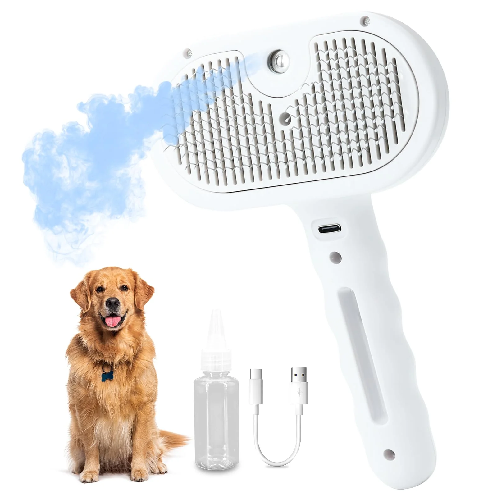 Certified wisafoi Steam Dog Brush for Shedding Grooming Self-Cleaning Deshedding Brush with Spritz Function Durable