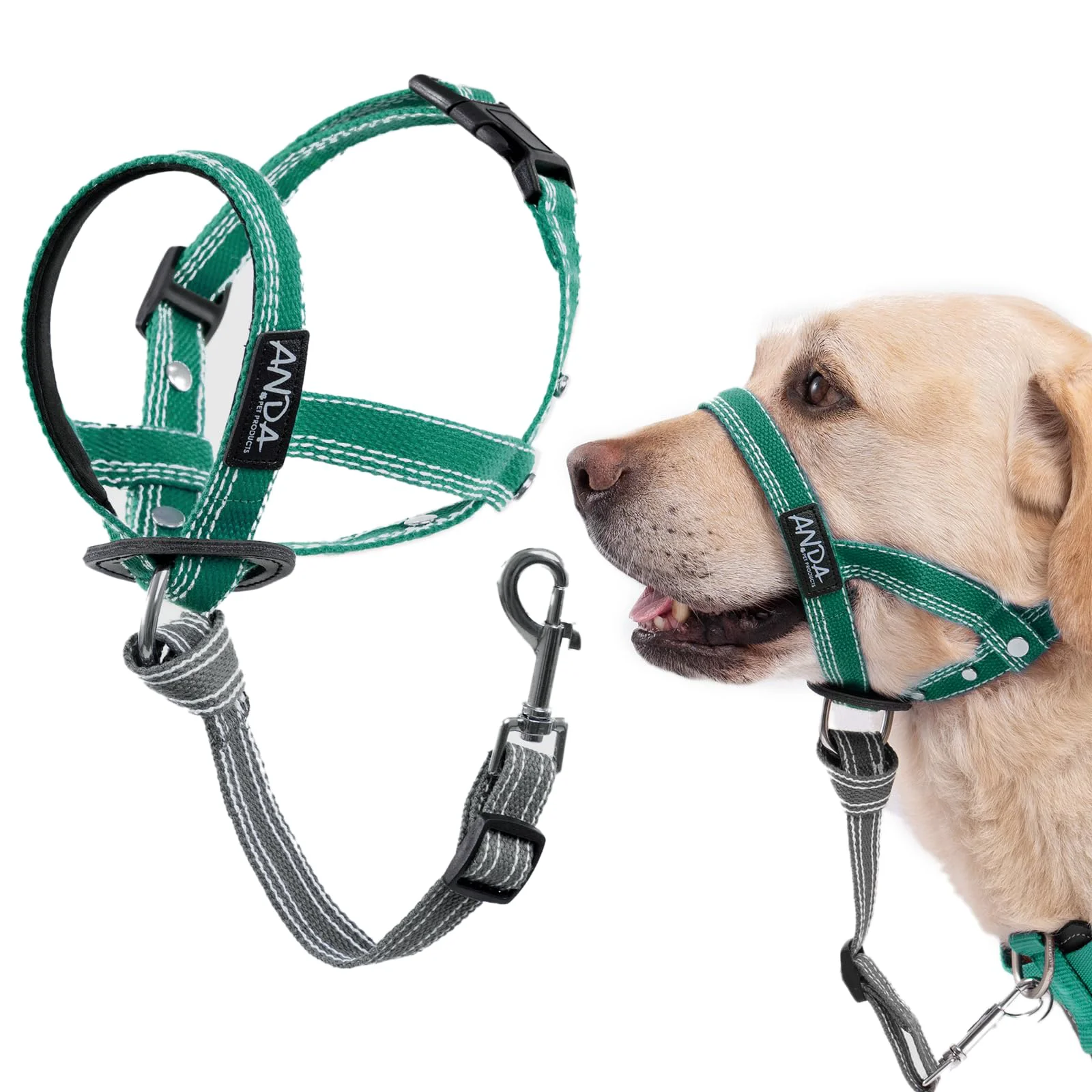 High-Grade ANDA Ultra-Light No-Pull Gentle Leader Headcollar — Green Size 1 Organic