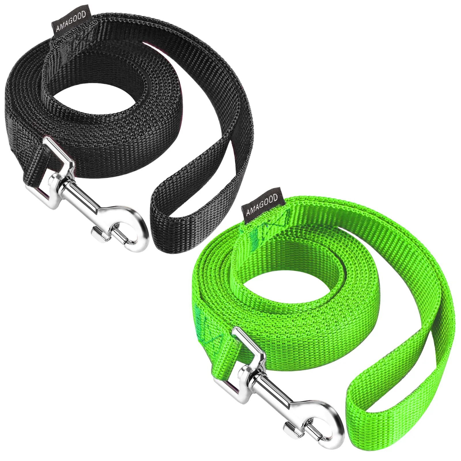 Superior AMAGOOD 6 ft Dog Leash 2-Pack – Durable Easy-Clip 3 4 in Black Green Prestigious