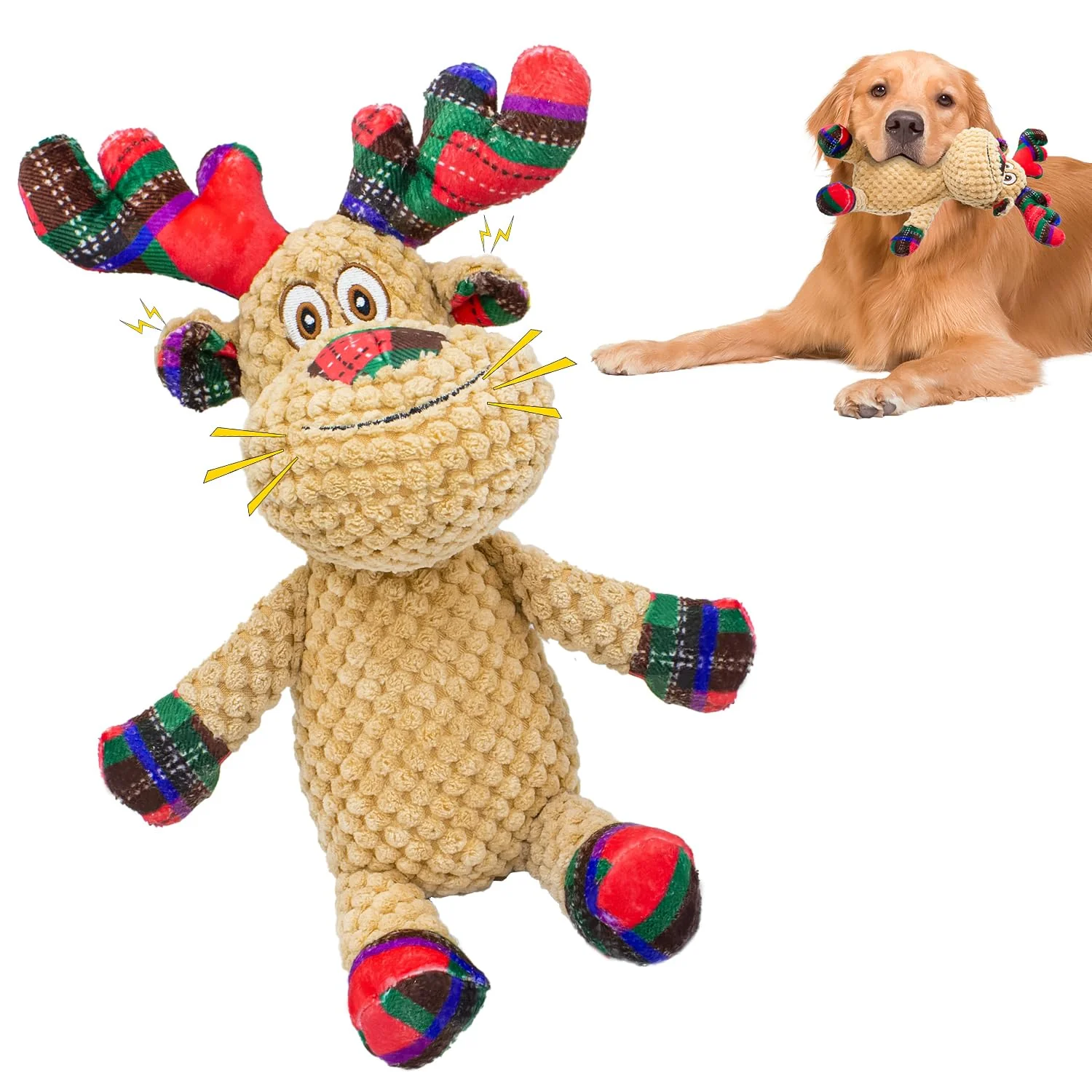 Elegant Chongqile Squeaky Christmas Reindeer Dog Toys Interactive Plush for Small Medium Dogs Efficient