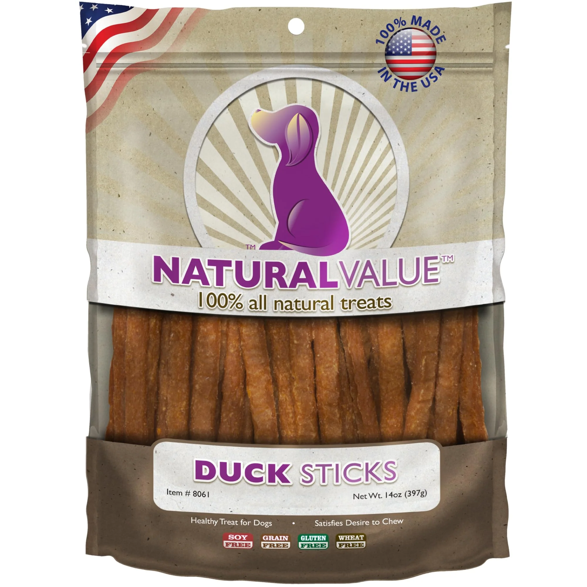 Practical Loving Pets Natural Value All Natural Soft Chew Duck Sticks for Dogs 14-Ounce Flexible