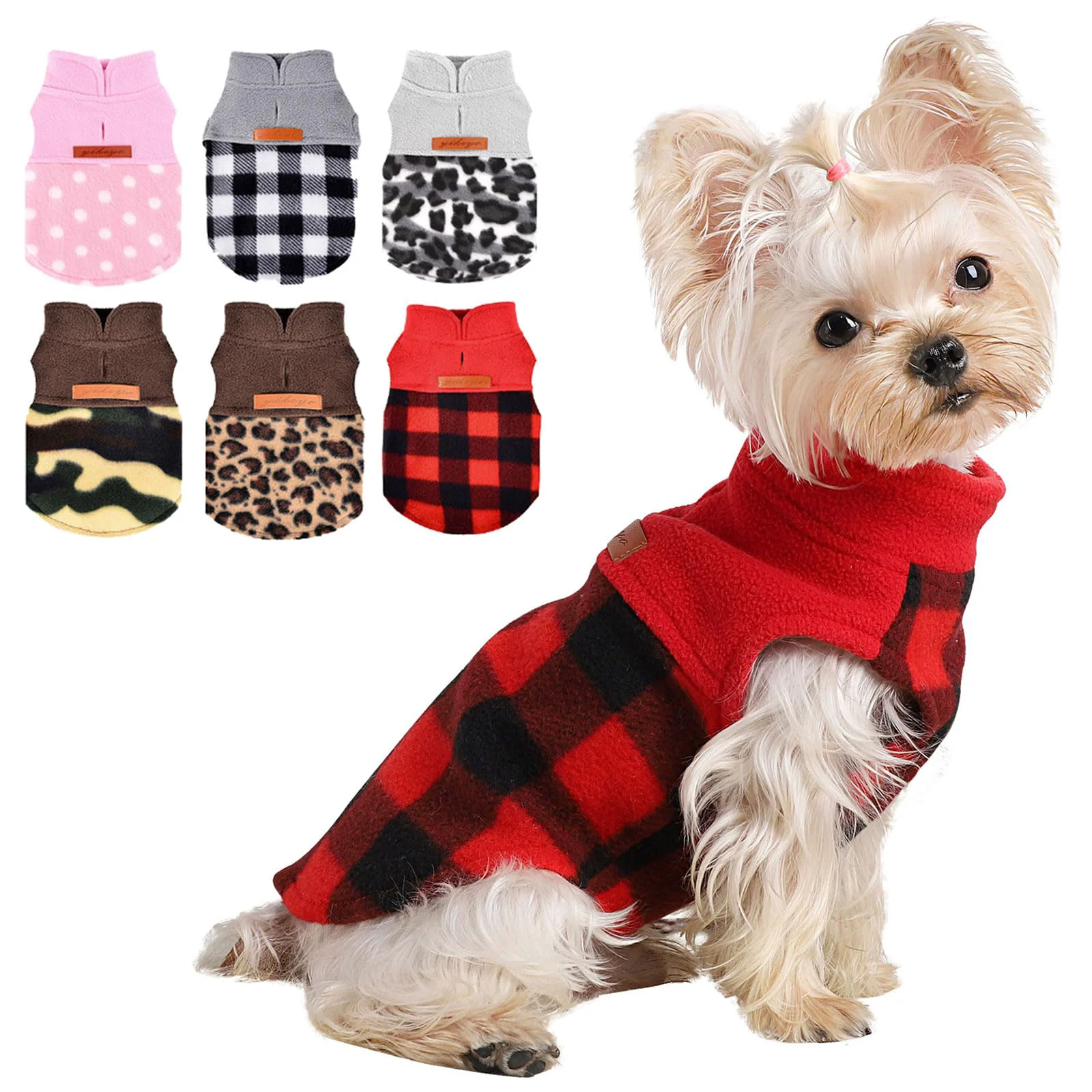 Professional Kosiyi Small Dog Christmas Sweater – Plaid Red Fleece Vest for Chihuahuas Teacups Size M Clean