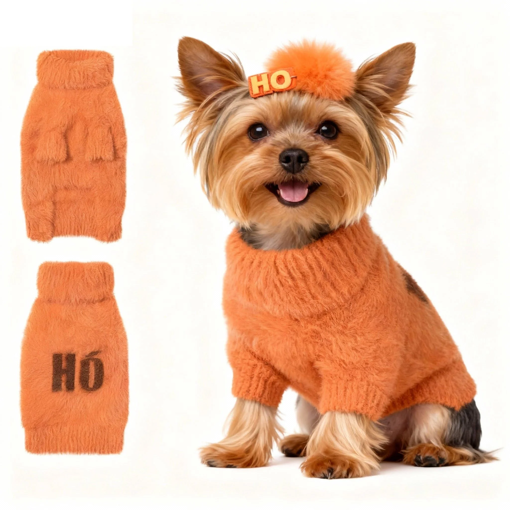 Secure Hó Pêng-iú Small Dog Furry Pullover Sweater – Orange Turtleneck for Small Breeds User-Friendly