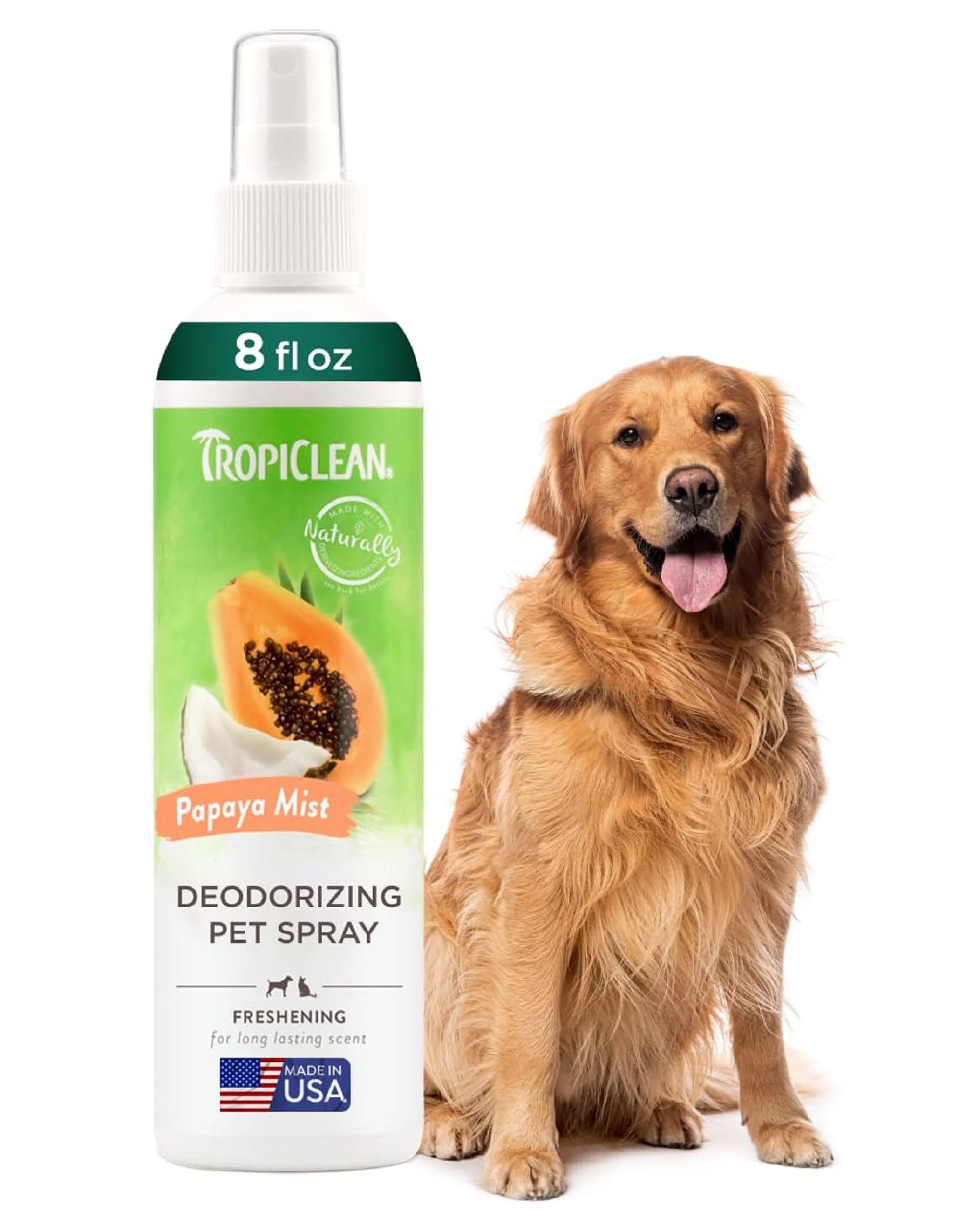 Sophisticated TropiClean Dog Perfume Papaya Cologne – Long-Lasting Deodorizing Spray 8oz Safe for Cats Casual