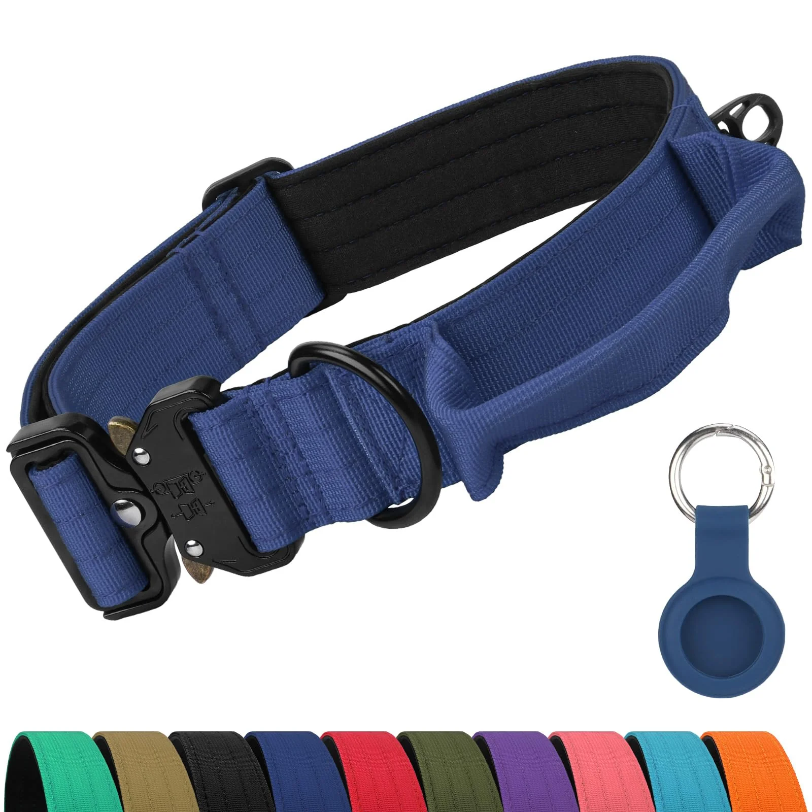 Efficient Joytale Heavy Duty Dog Collar with Handle – Adjustable Tactical Nylon Collar for Large Dogs Navy Recyclable
