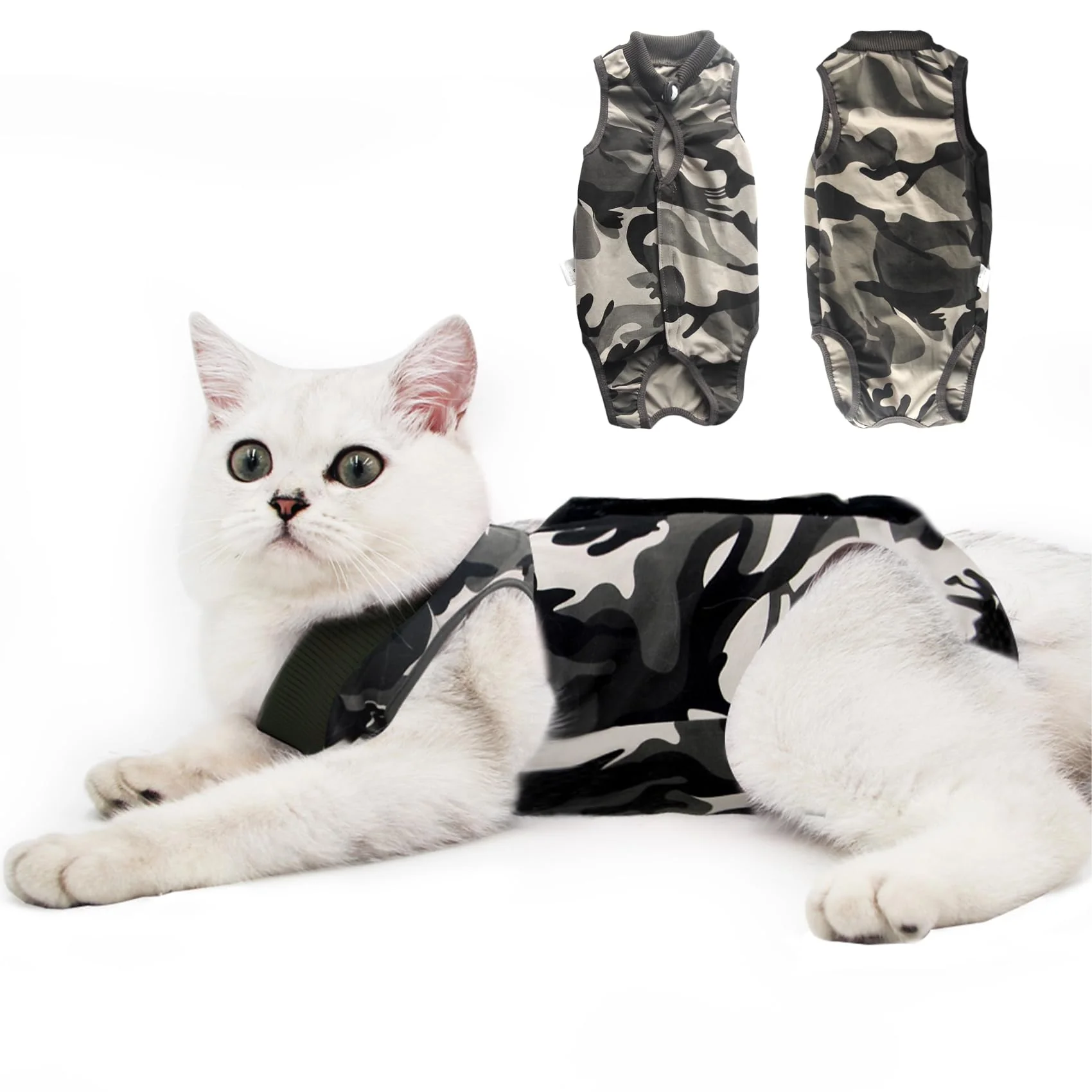 Outstanding DOTON Cat Recovery Suit – Post-Surgery Soft Cone in Camouflage Environmentally Friendly