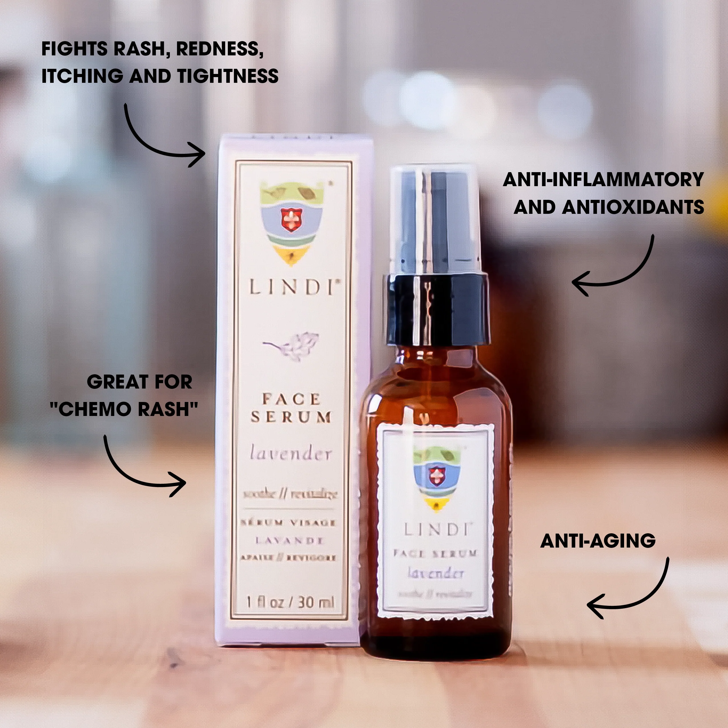 Easy-to-Use Suero facial de lavanda Lindi Official