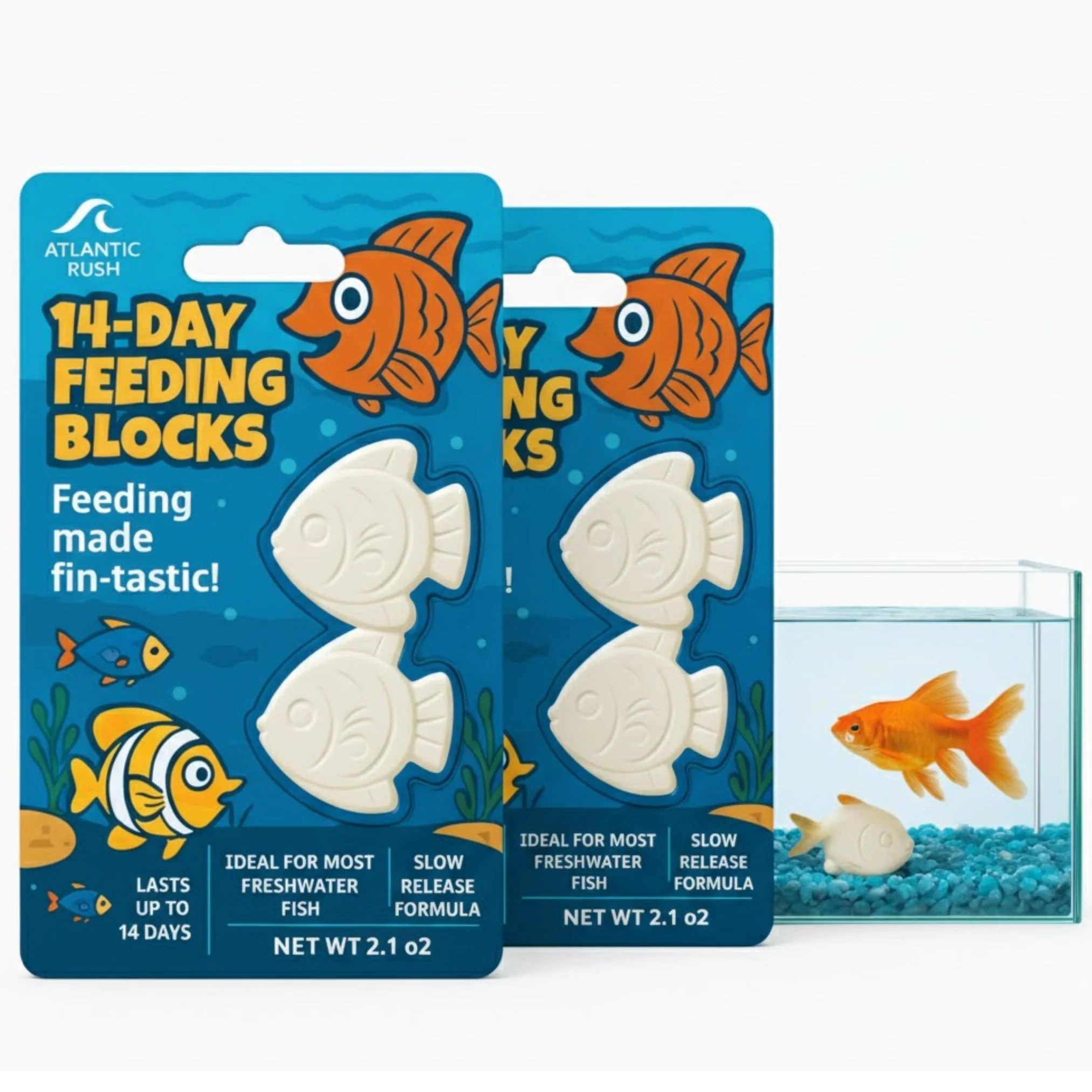 High-Quality Atlantic Rush Vacation Feeder for Aquarium – 14 Day Slow Release Blocks 2 Packs of 2 Genuine
