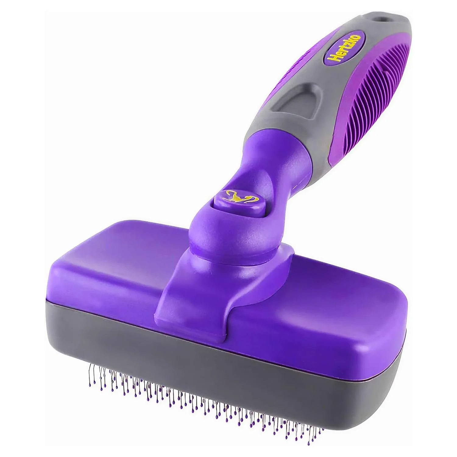 Detailed Hertzko Self-Cleaning Slicker Brush for Cats Dogs — Gentle Grooming Easy One-Click Cleanup Responsible
