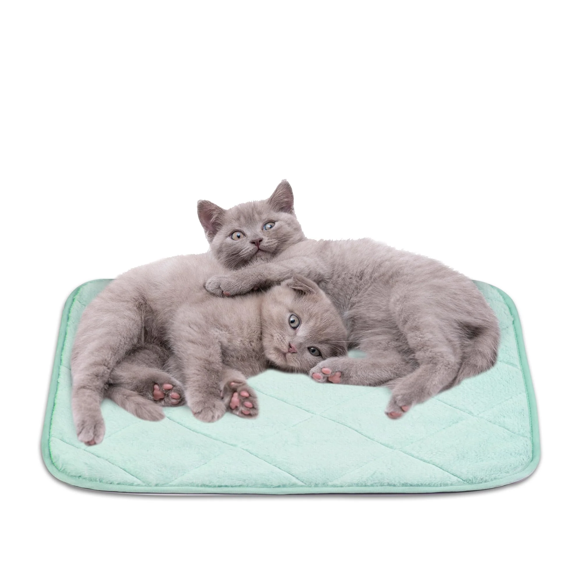 Specialty NWK Fluffy Self-Warming Cat Mat – Mint Green 28×19 in Non-Slip Washable Pet Bed Recyclable