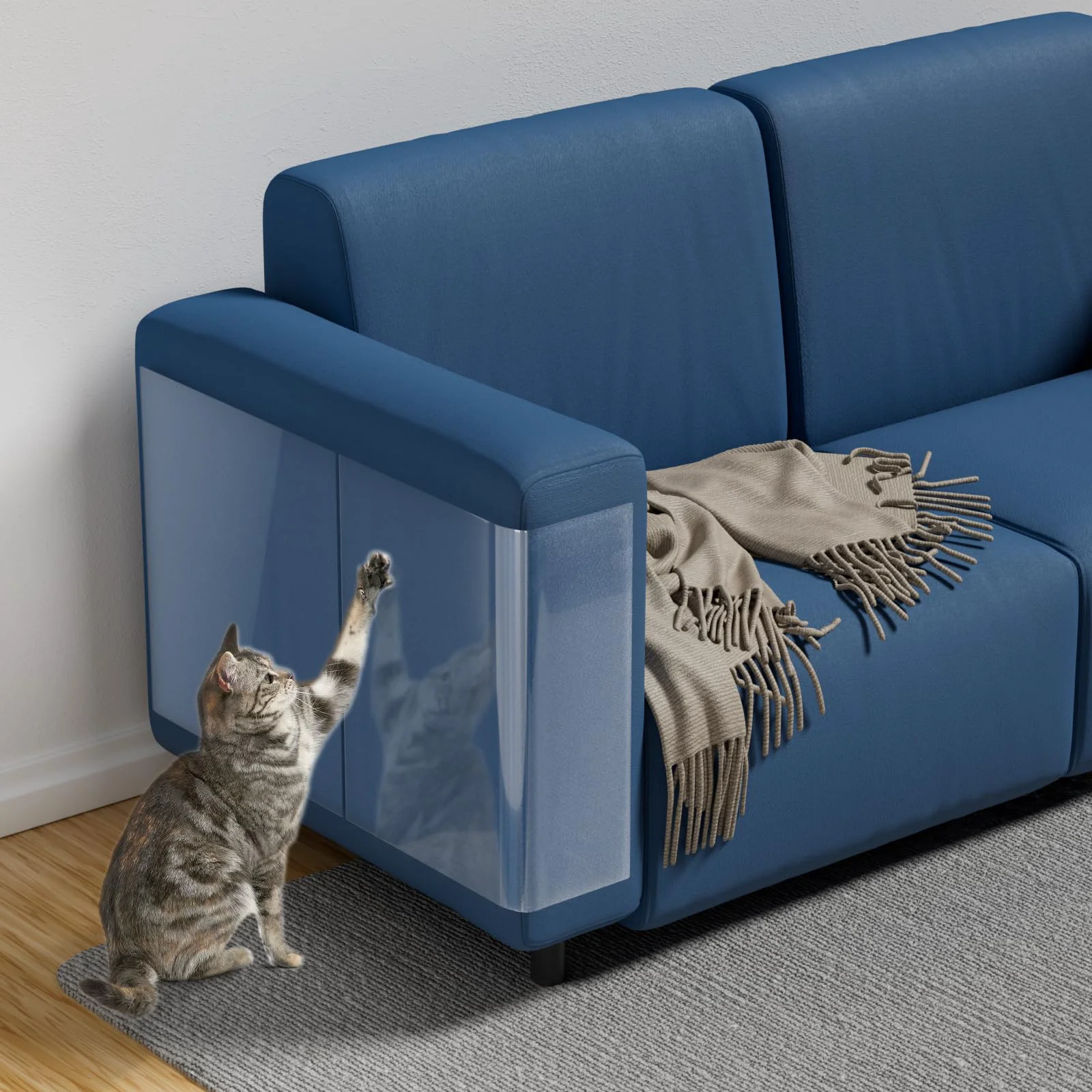 Fashionable GWORLD NO PINS Pain Cat Scratch Protector – 12-Pack Self-Adhesive Couch Shield Classic