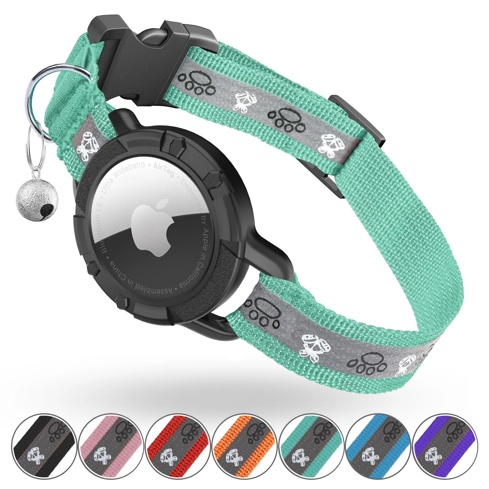 Exceptional Odokele Reflective AirTag Cat Collar – Integrated Holder Bell Elastic Safety Band XS-S Easy-to-Use