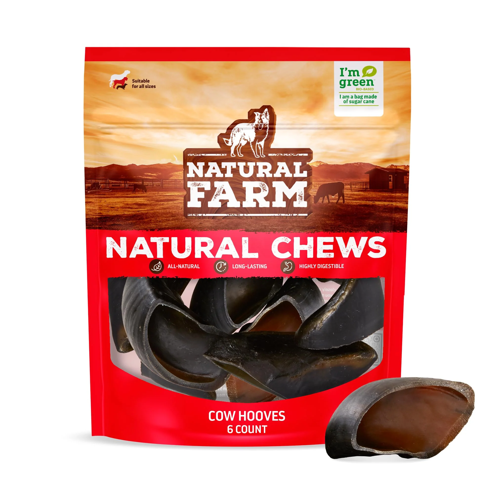 Fast Natural Farm Cow Hooves 6 Pack – Odor- All-Natural Dog Chews Trusted