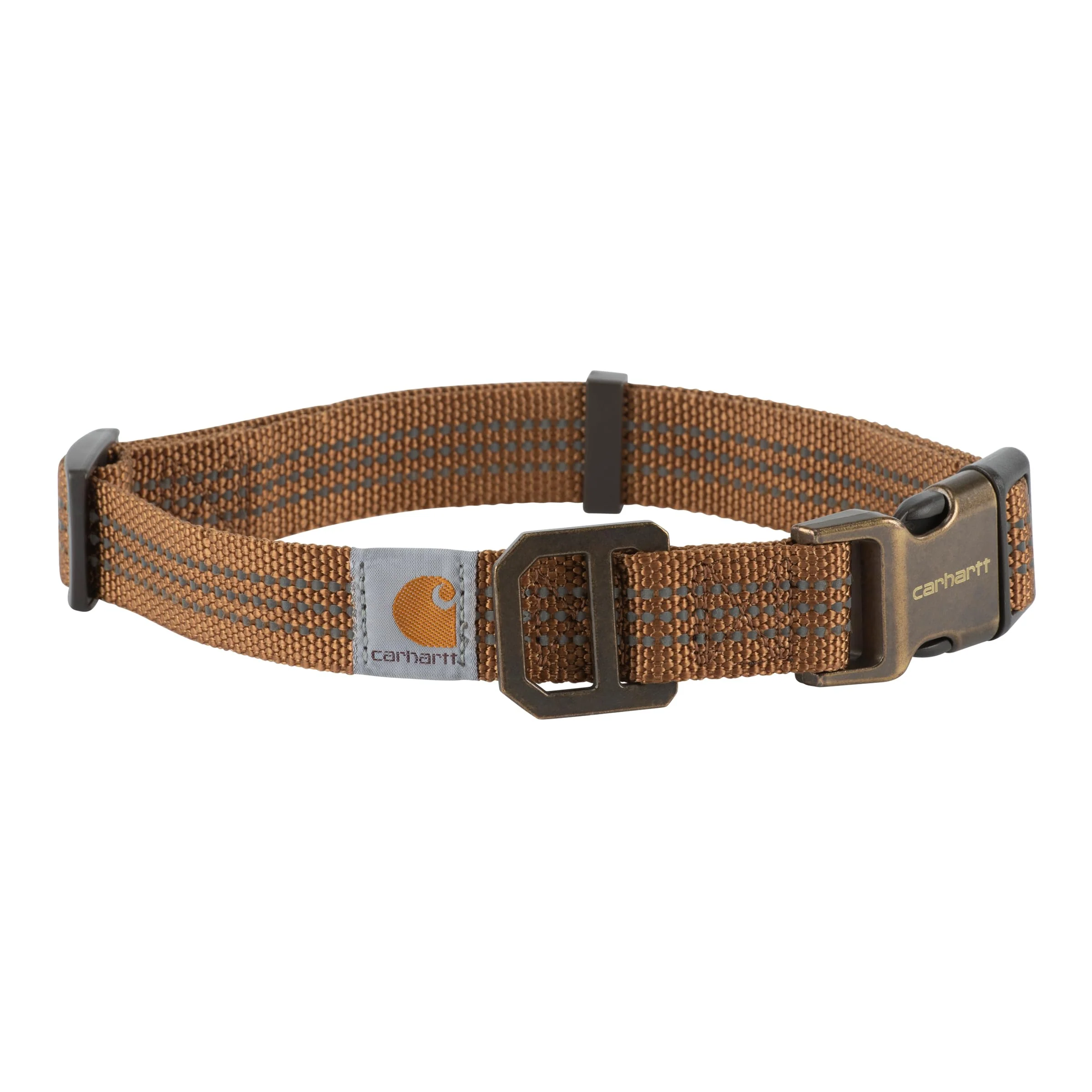 Clean Carhartt Fully Adjustable Nylon Webbing Dog Collar with Reflective Stitching – Carhartt Brown Large Convenient