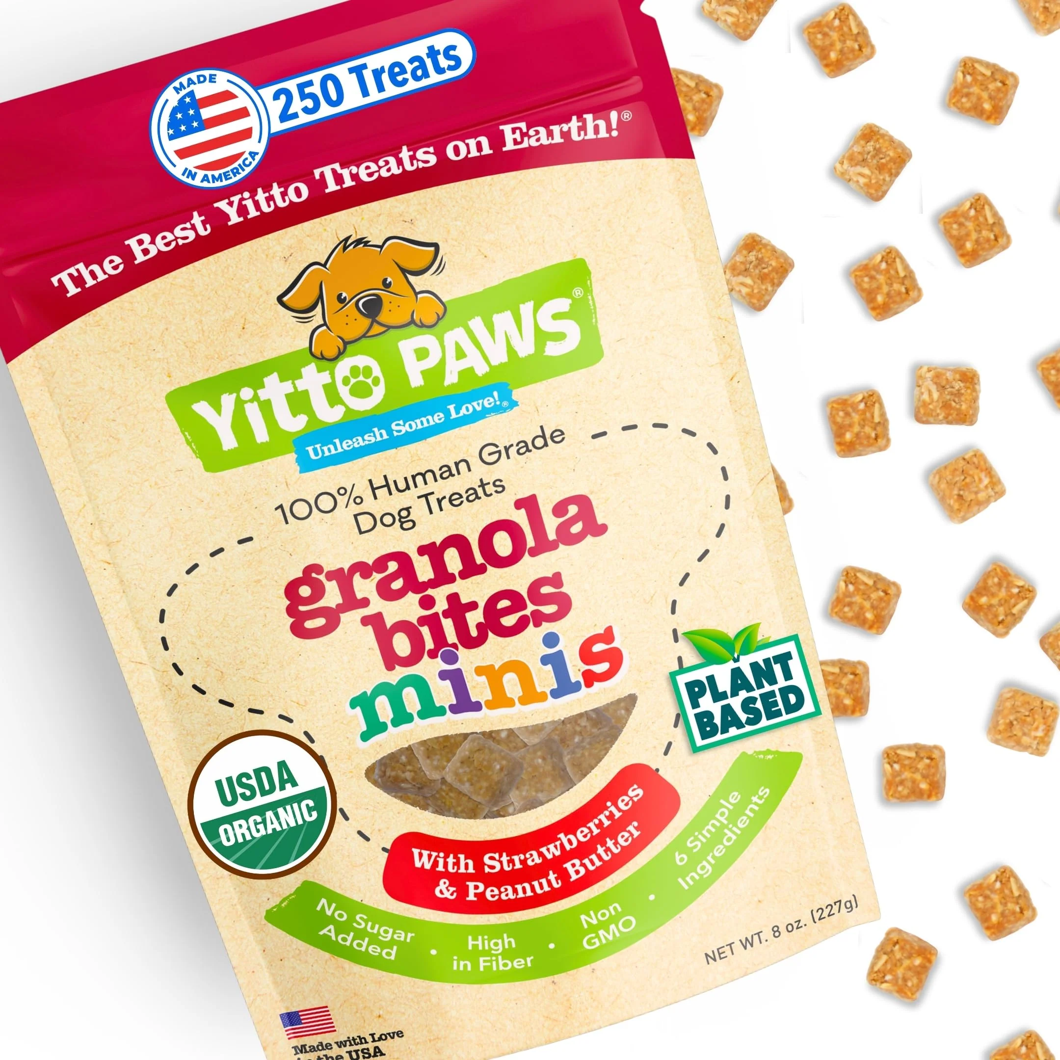 Selected Yitto Paws Mini Organic Training Treats for Small Dogs – Strawberry Peanut Butter Vegan USA-Made Genuine