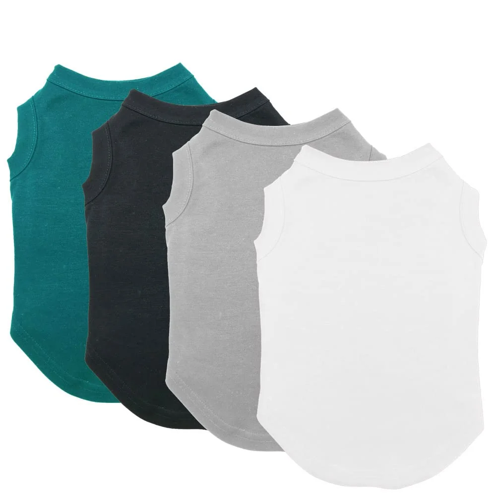 Advanced Chol Vivi Plain Dog Shirt — 4-Pack Blank Cotton Tank Tops for All Breeds XXS–3XL Elite