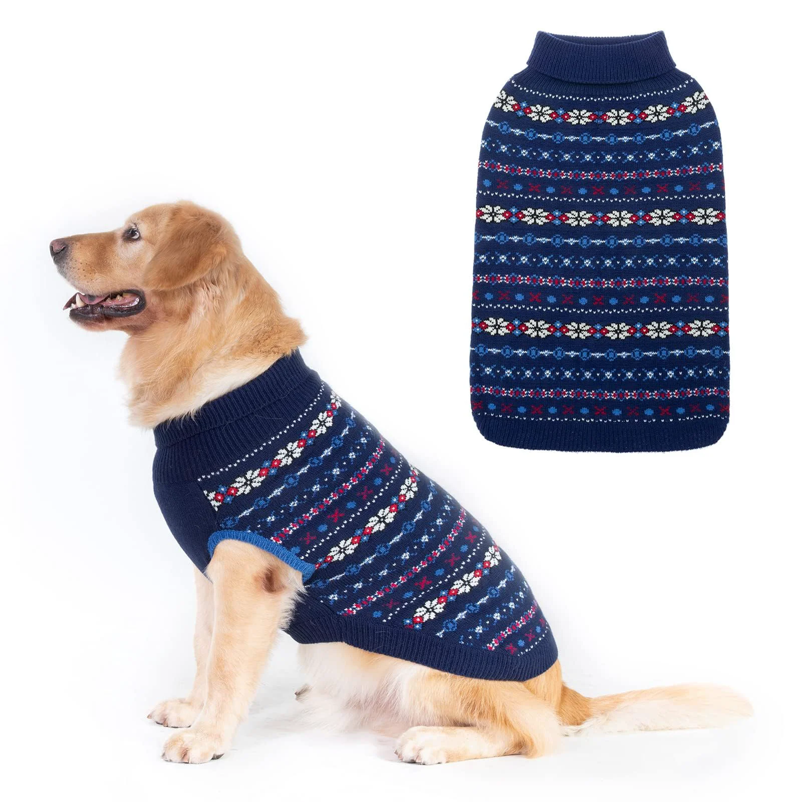 Effective BINGPET Large Dog Sweater – Winter Snowflake Knit with Leash Hole Next-Generation