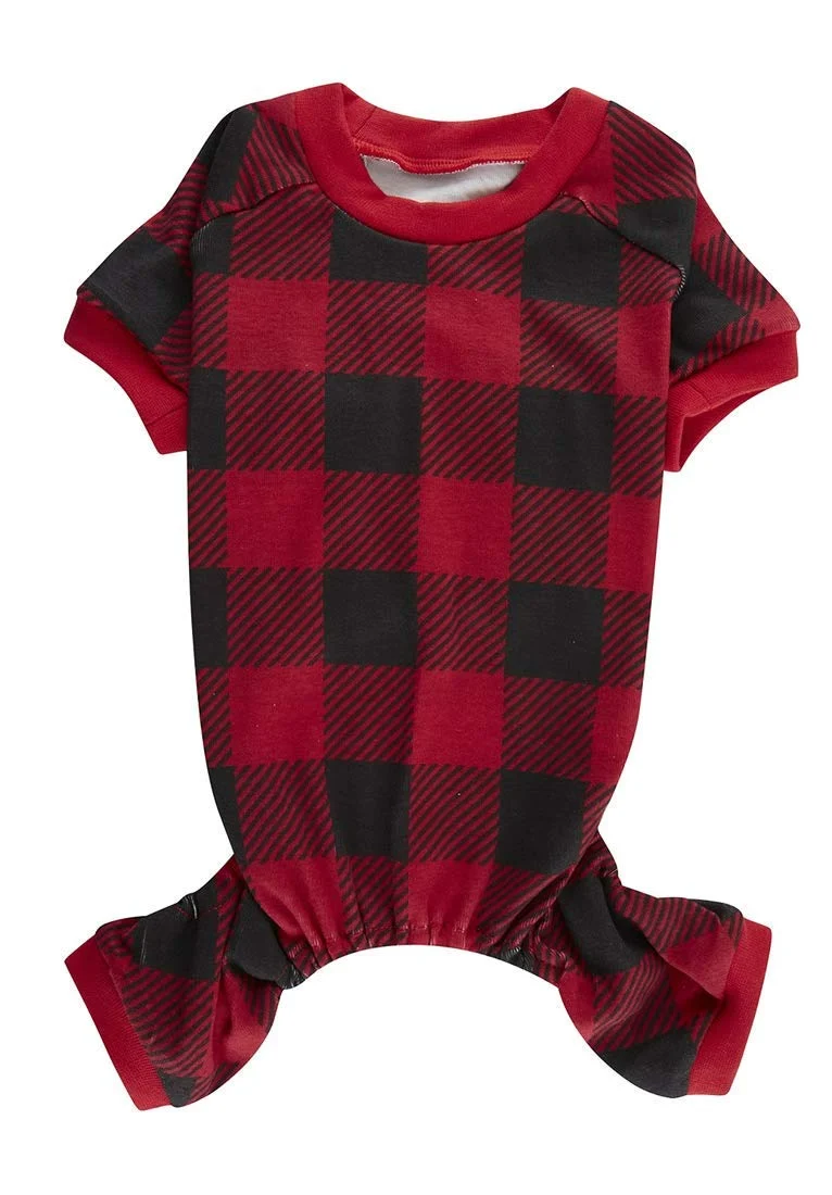 Traditional Lanyarco Red Plaid Dog Pajamas – Buffalo Check Jumpsuit Medium Large Quality