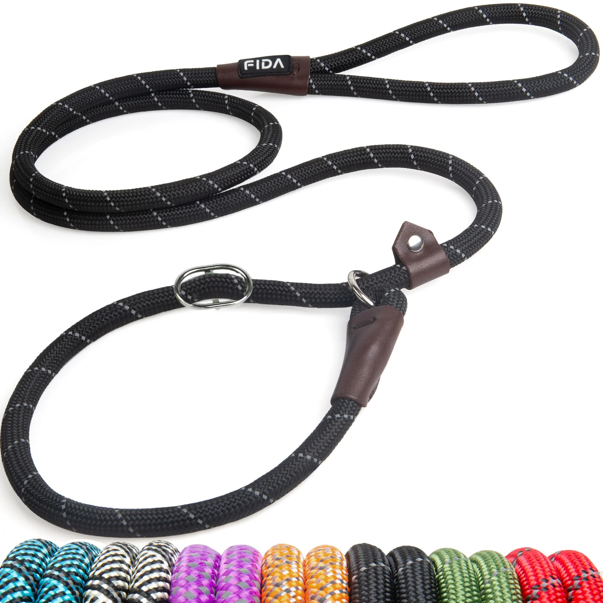 Solid Fida Durable Slip Lead Dog Leash – 6 ft x 1 2 inch Heavy Duty Reflective Anti-Choke Training for Large Medium Dogs Safe