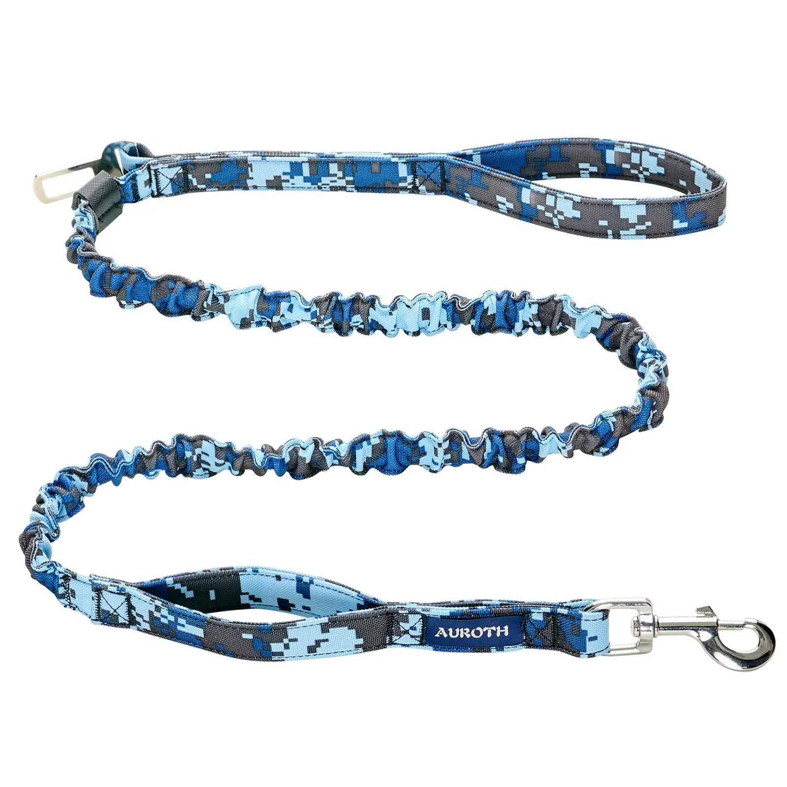 Smart AUROTH Heavy Duty Dog Leash – 6FT Bungee No-Pull Dual Padded Handles Blue Camo Convenient