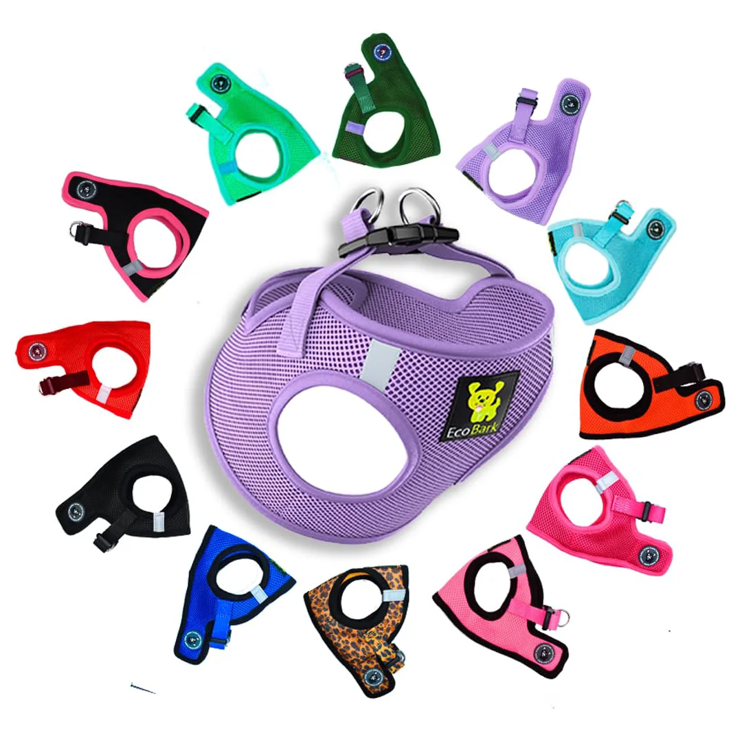 Professional EcoBark Small Dog Harness – Step-In Reflective Mesh Ultra-Padded Lavender Vest Unique
