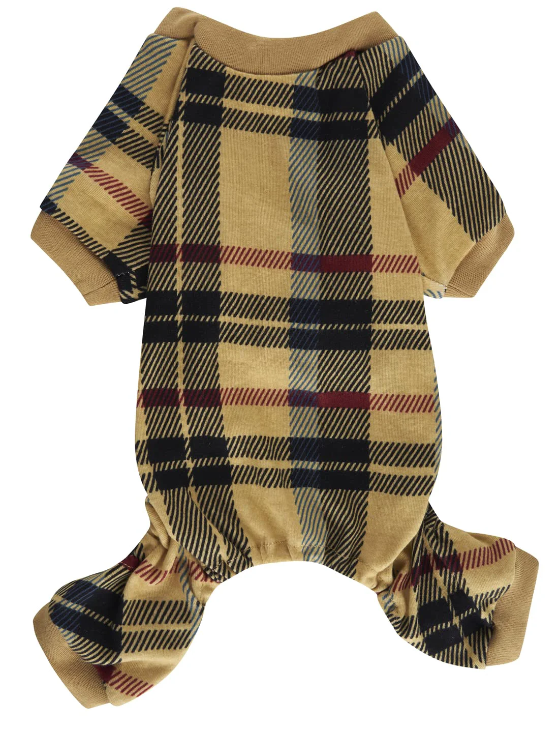 Professional Lanyarco Beige Buffalo Plaid Dog Pajamas – Large 19in Back Soft Cotton Jumpsuit Effective