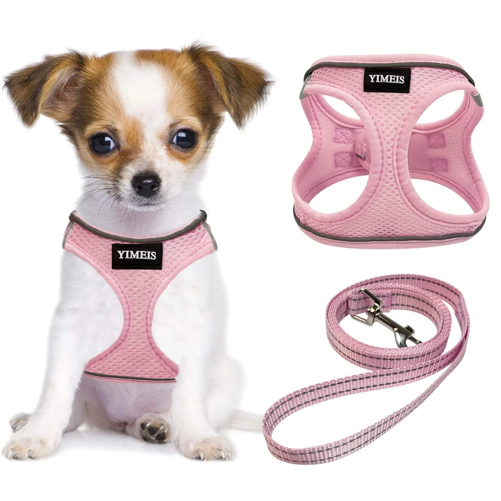 Expertly Made YIMEIS Dog Harness and Leash Set No-Pull Soft Mesh Reflective Vest – Pink Small Green