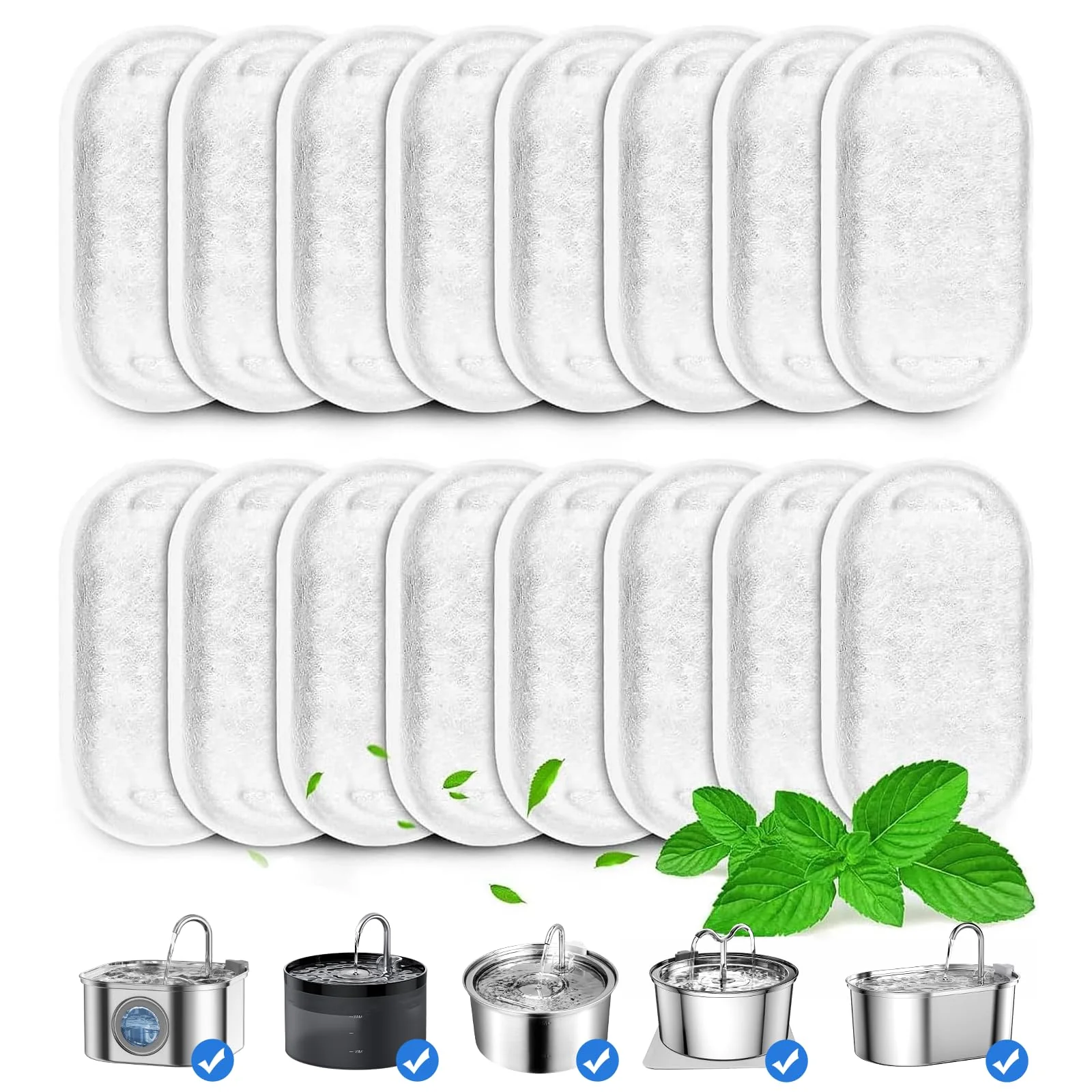 Prestigious VinDox 16-Pack Filters for Cat Dog Fountain – 67oz 2L Stainless Steel Adjustable Flow Super Quiet Breathable