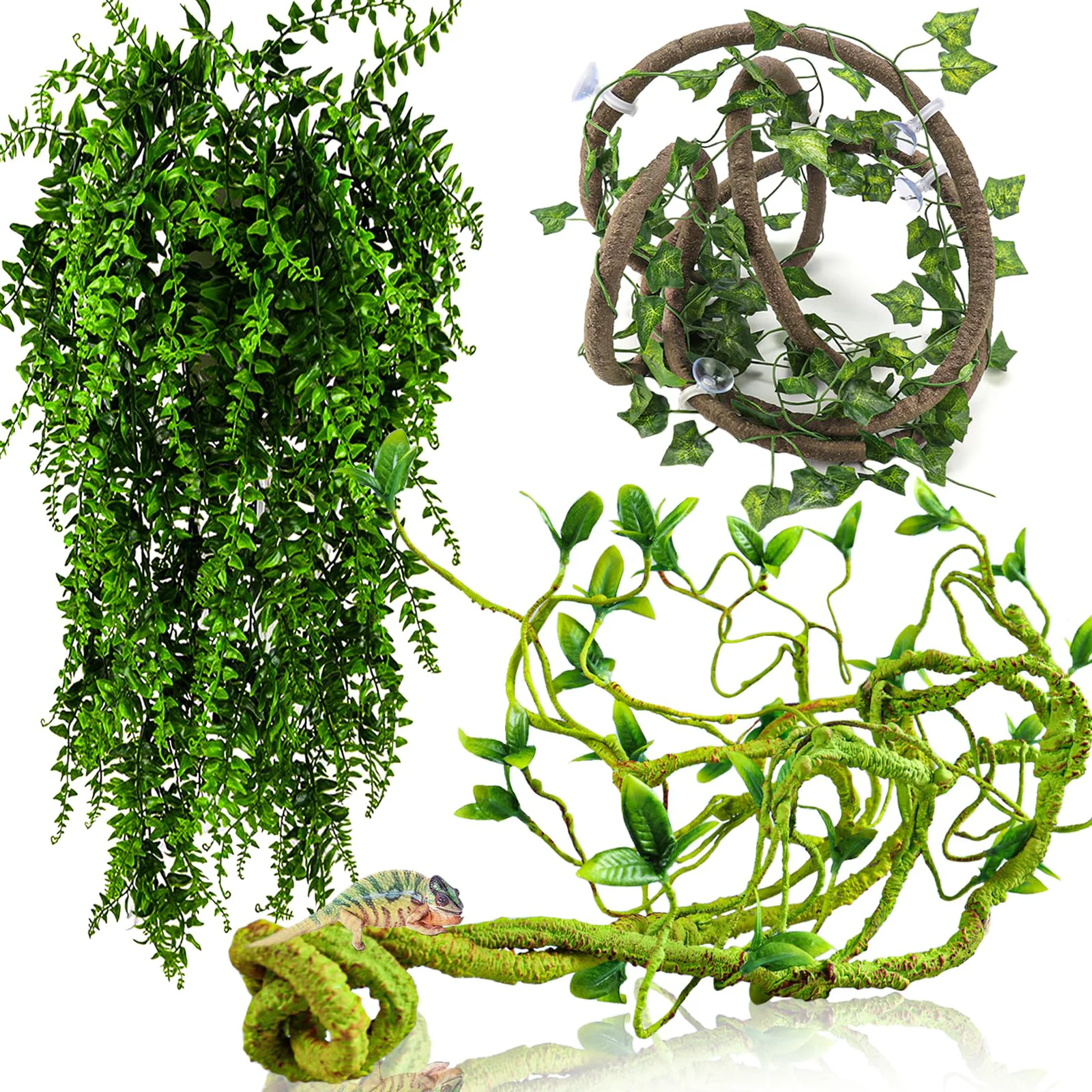 Authentic HERCOCCI Reptile Vines — Flexible Jungle Climbing Terrarium Plants User-Friendly