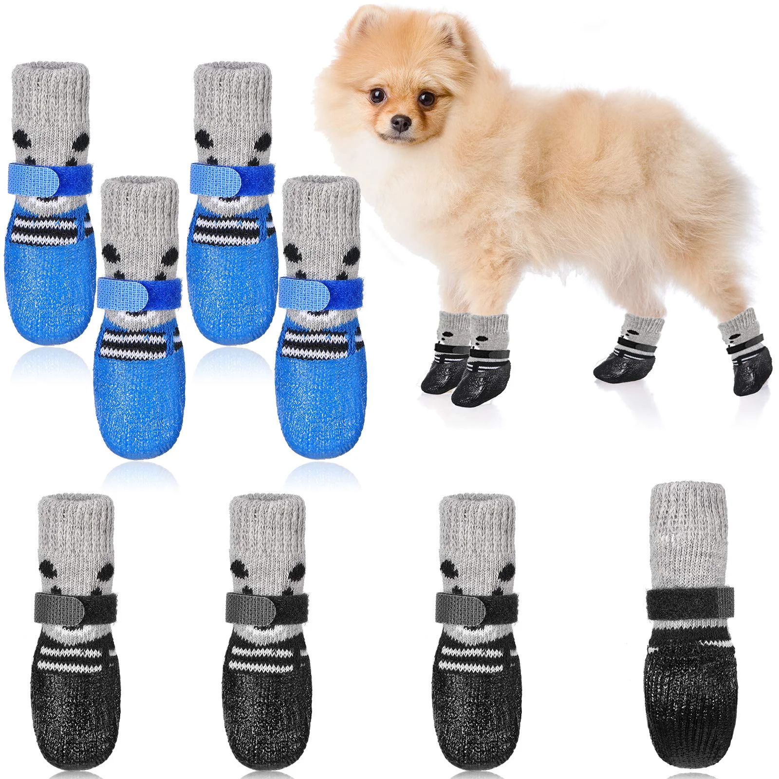 Elite Weewooday 8 Pcs Dog Boots Cat Shoes with Adjustable Drawstring – Waterproof Anti-Slip Booties Size 3 2.54L x 2.15W Practical