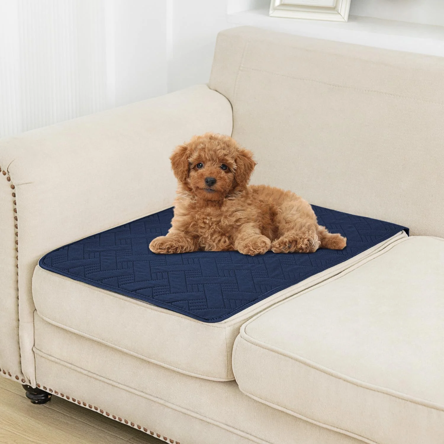 Elegant BOCTOPUG Dog Bed Cover – Waterproof Pet Blanket Couch Protector 20×30 Navy Stone Blue Original Design