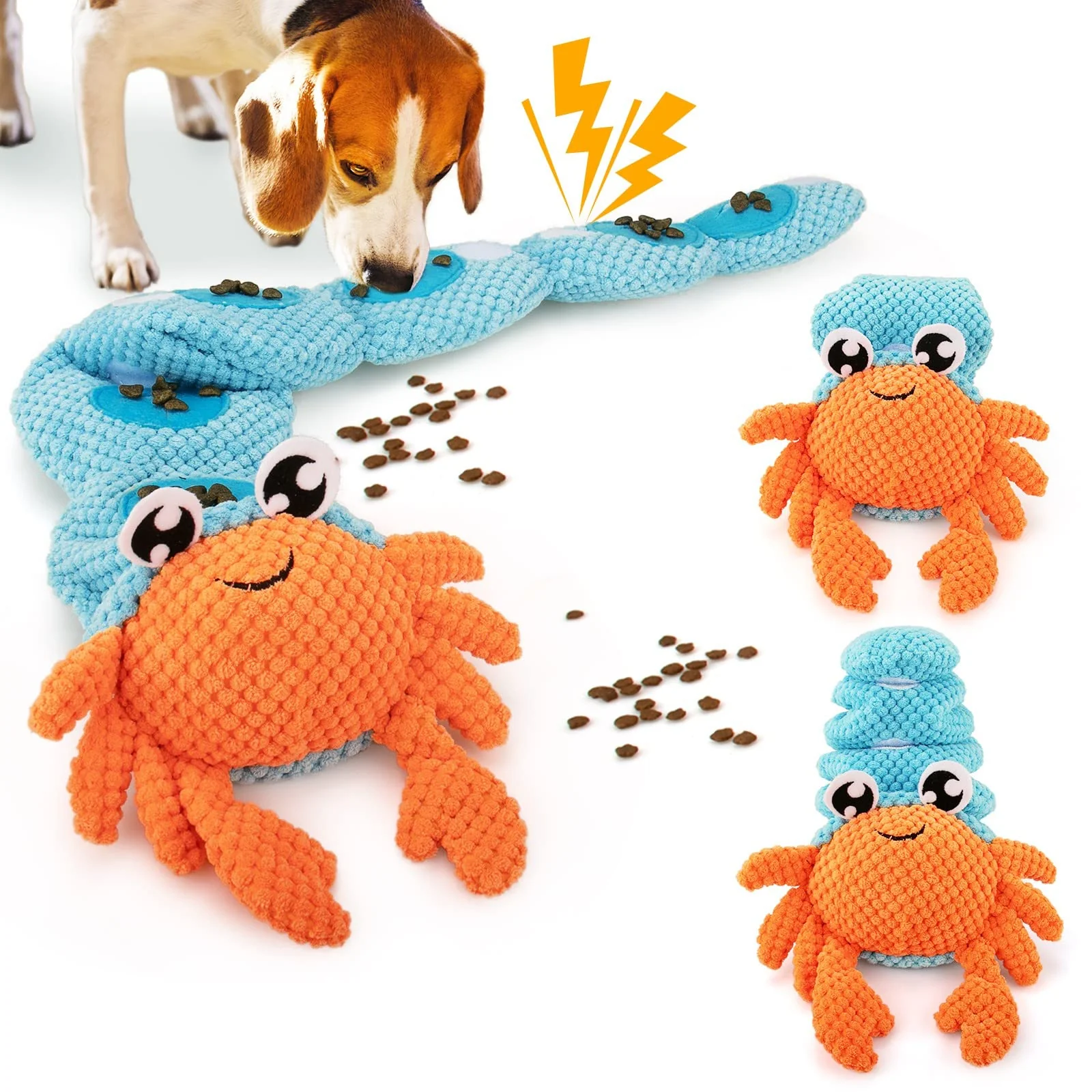 Relaxed AWOOF Hermit Crab Squeaky Dog Toy – Interactive Snuffle Foraging Training for Small Medium Dogs Easy-to-Use