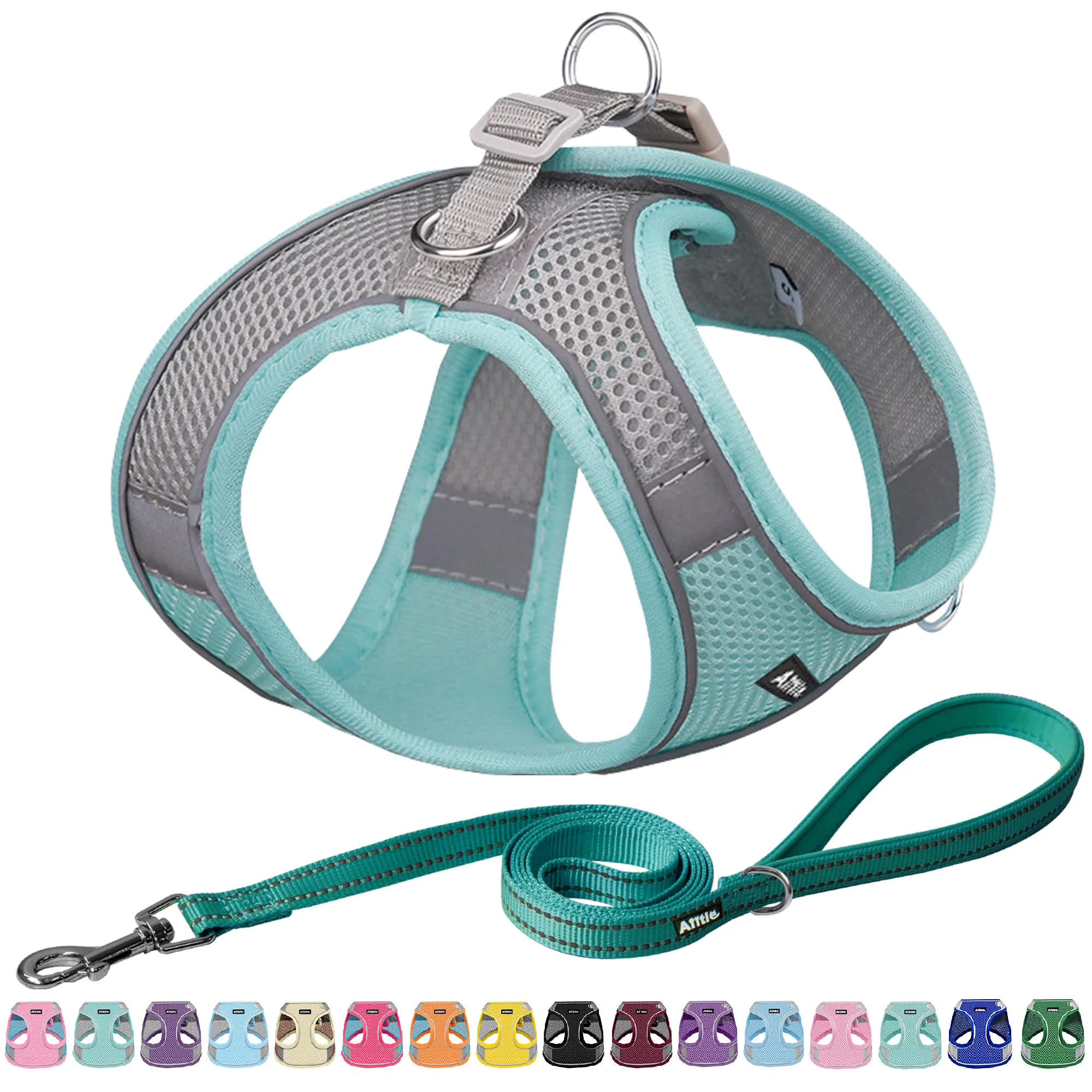 Artisan AIITLE Small Harness for Puppy with Leash — Breathable Vest Harness for Small Dogs Cats Turquoise XXS Certified