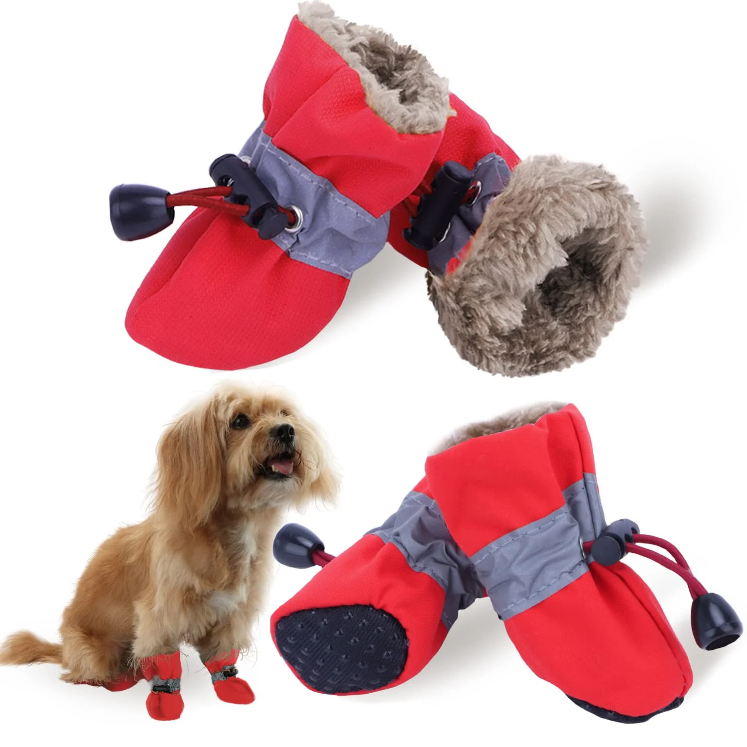 Fast LUZGAT Dog Snow Boots – Warm Anti-Slip Winter Shoes for Small Medium Dogs Pack of 4 Selected