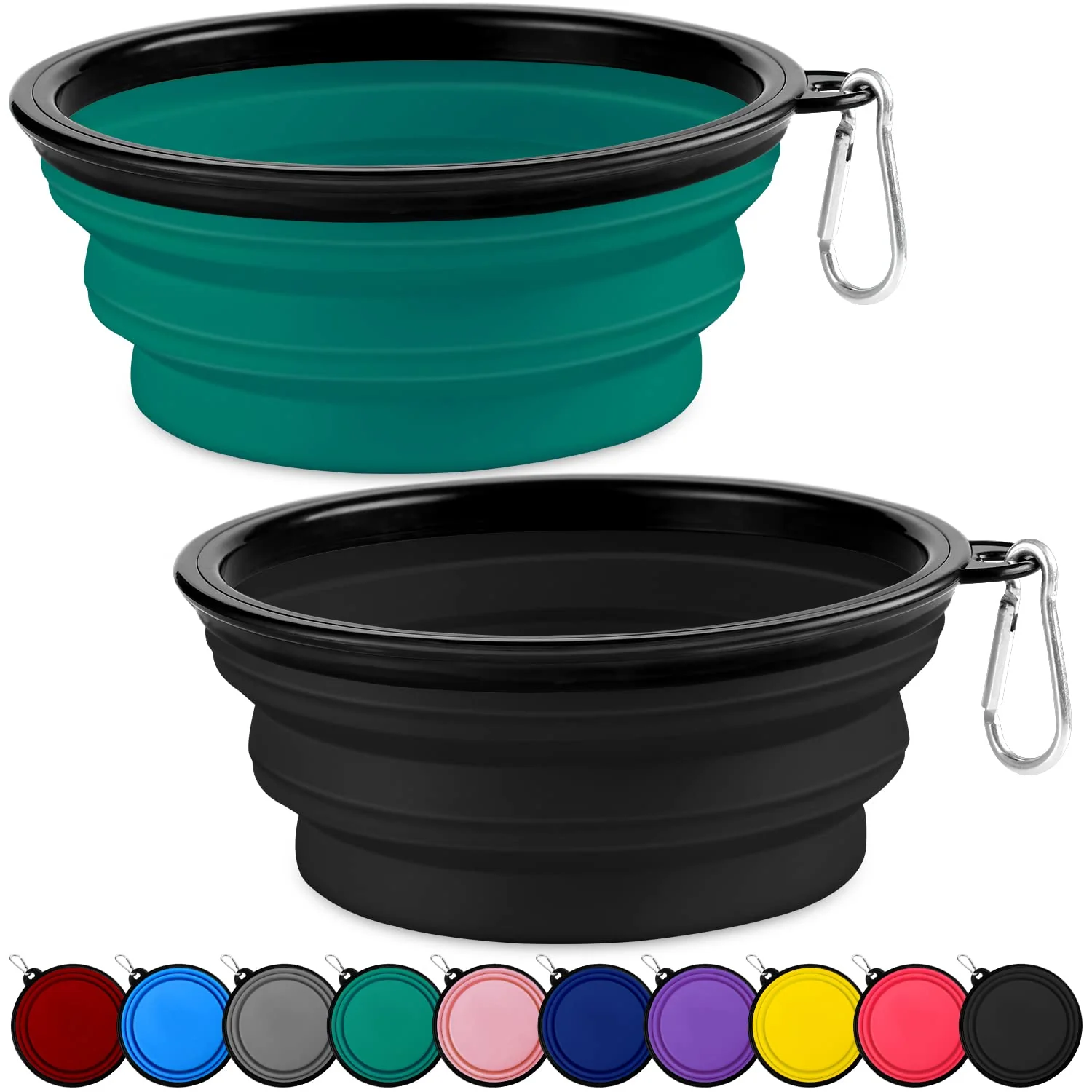 Quality Paercute Collapsible Dog Bowls – 2 Pack Large Size for Travel and Outdoors Trendy