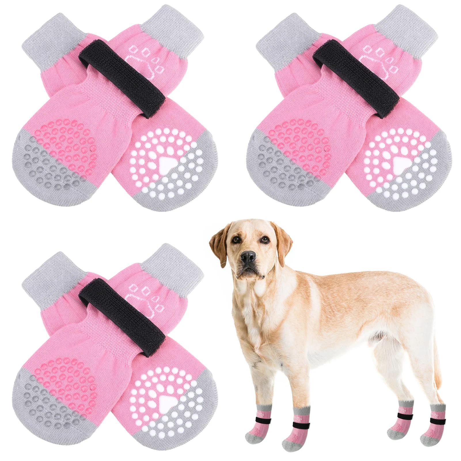 Detailed SCENE 6-Pack Anti-Slip Dog Socks – Paw Protection on Hot Cold Pavement Grippy Socks for Hardwood Floors Consistent