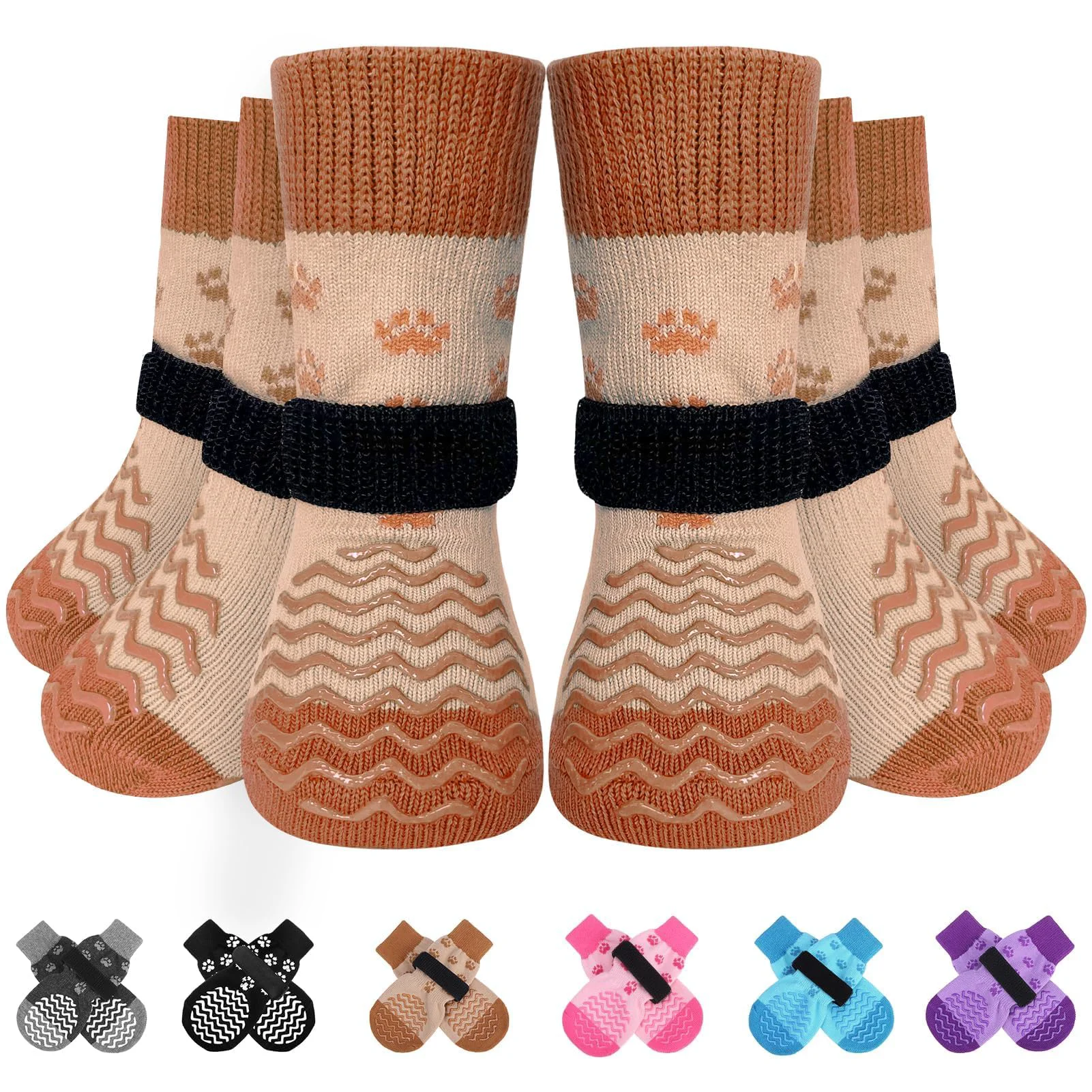 Optimized EXPAWLORER 6Pcs Anti Slip Dog Socks – All-Weather Paw Protection with Double-Sided Grips Size L First-Class