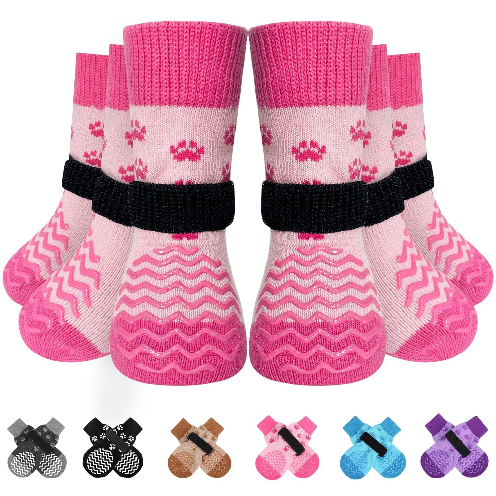 Carefully Designed EXPAWLORER 6Pcs Anti-Slip Dog Socks with Grips – All-Season Paw Protectors Excellent
