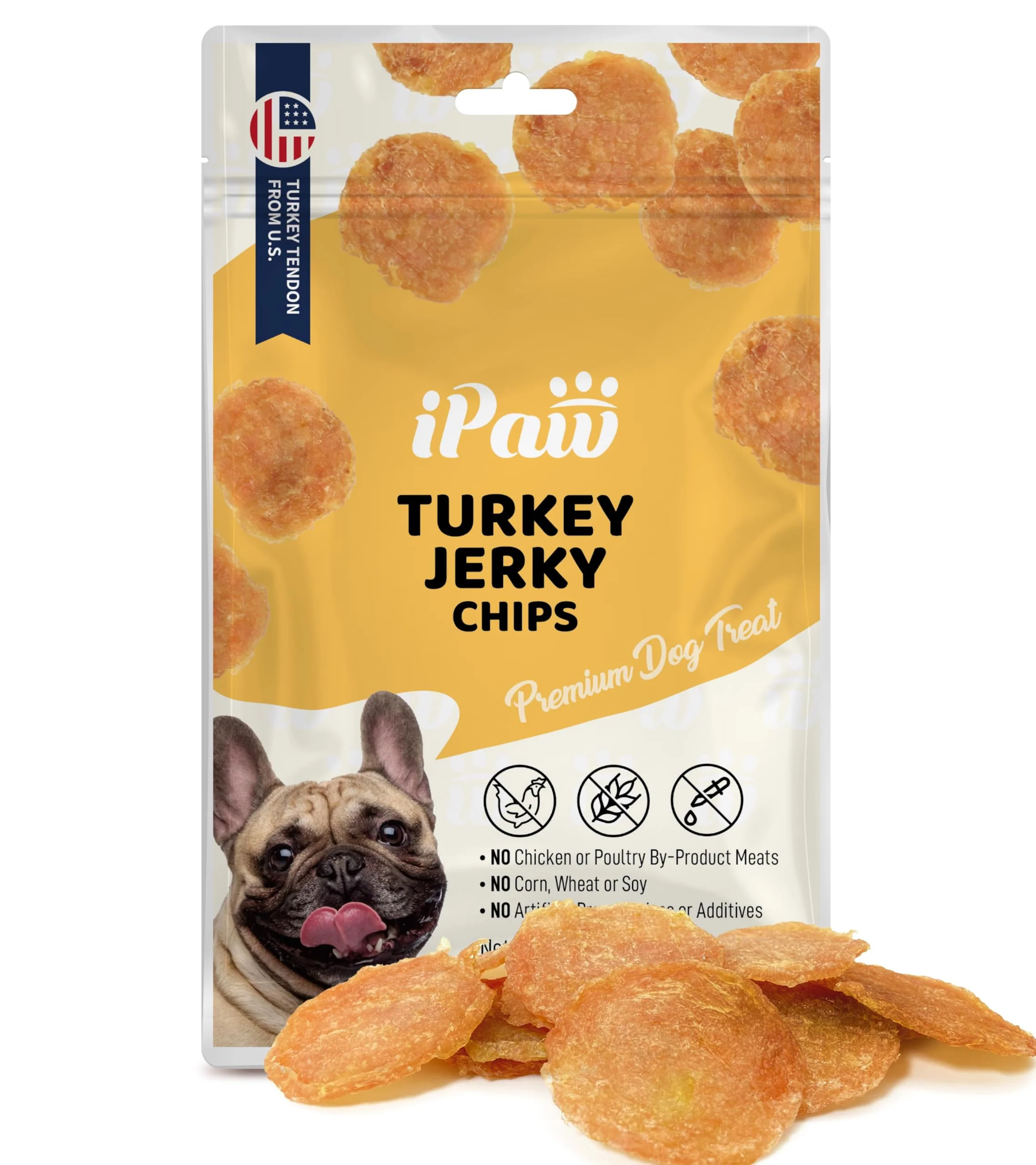 Recyclable iPaw Turkey Chips — All-Natural Training Treats for Dogs Hypoallergenic Easy to Digest US Sourced Professional