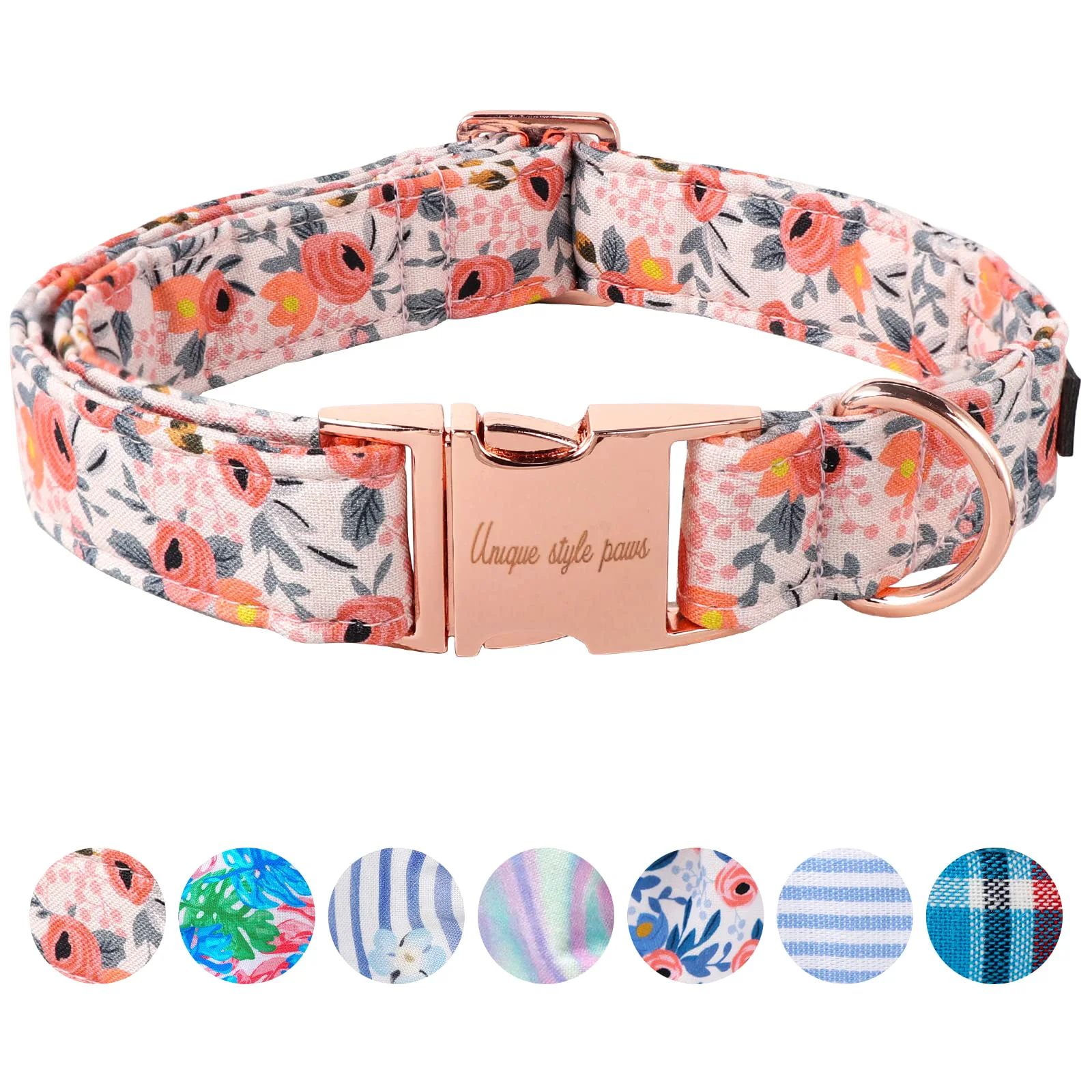 Efficient Unique Style Paws Dog Collar with Pink Rose Design – Durable Metal Buckle Adjustable Fit for Small to Large Dogs World-Class