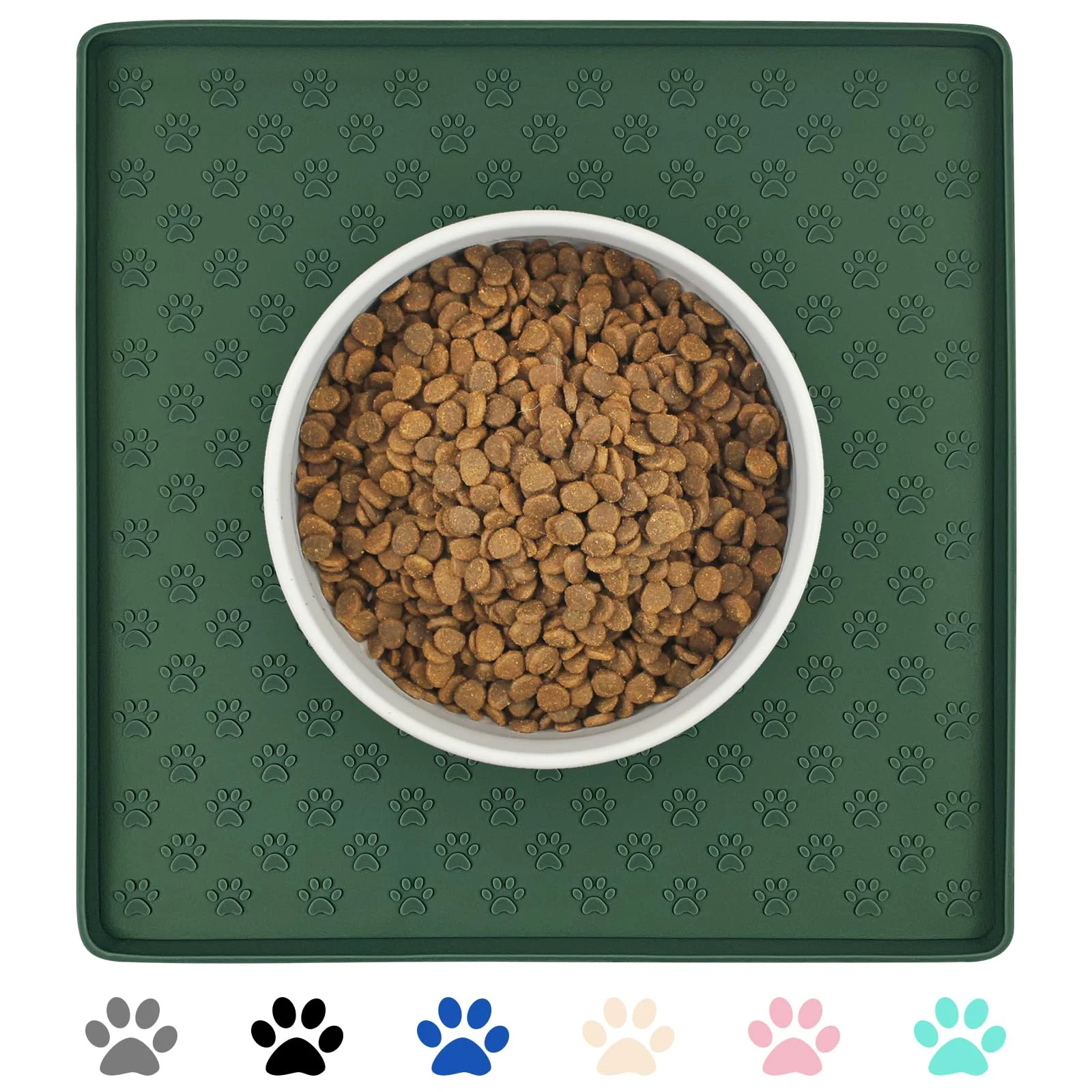 Artisan Ptlom Pet Placemat – Waterproof Silicone Feeding Mat for Dogs Cats 11.8 x 11.8 Hunter Original Design