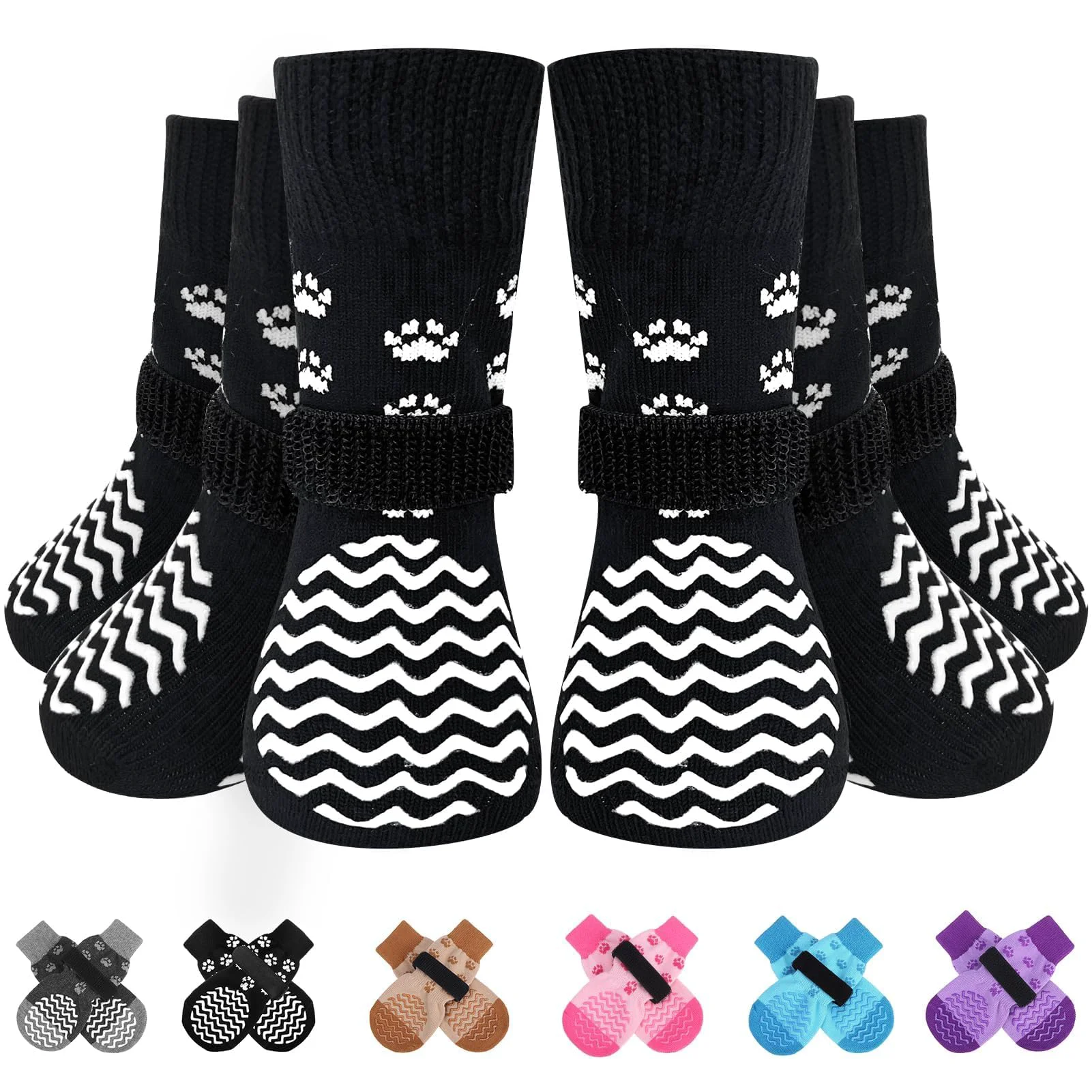 Organic EXPAWLORER 6-Pack Anti-Slip Dog Socks All-Weather Paw Protectors Modern