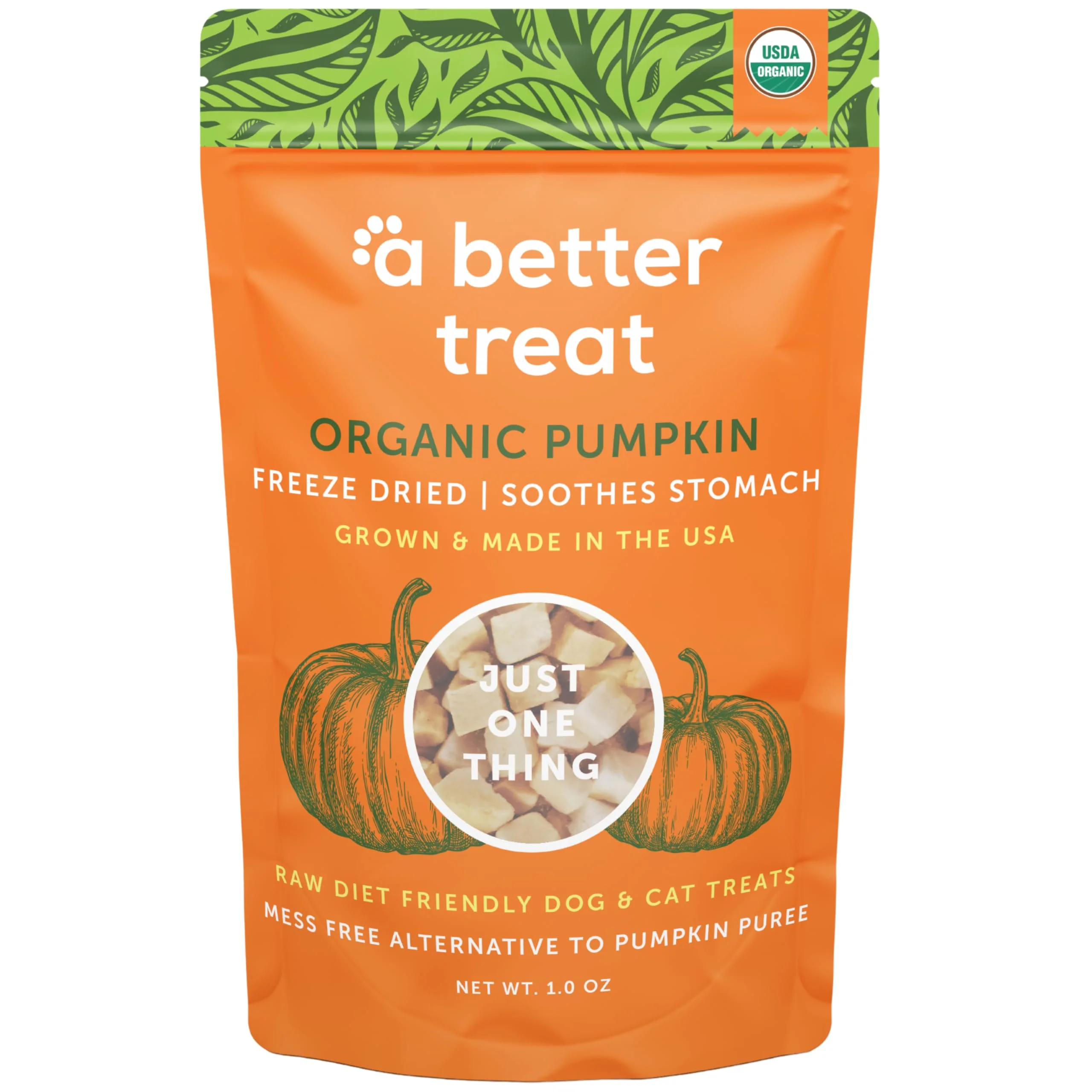 A Better Treat – ze Dried Organic Pumpkin Treats for Dogs Cats Single-Ingredient Made in USA Responsible